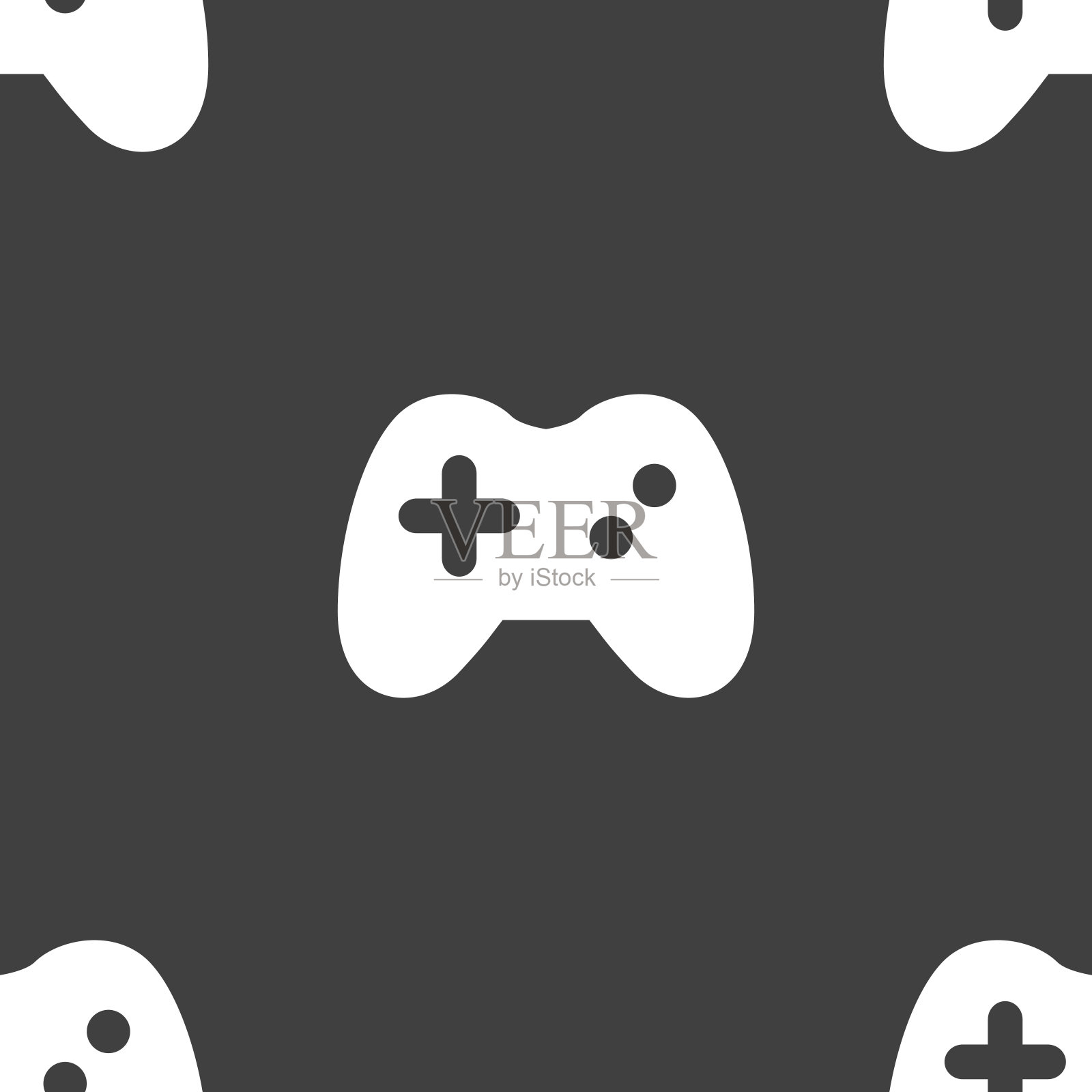 操纵杆图标符号。灰色背景上的无缝模式。向量插画图片素材