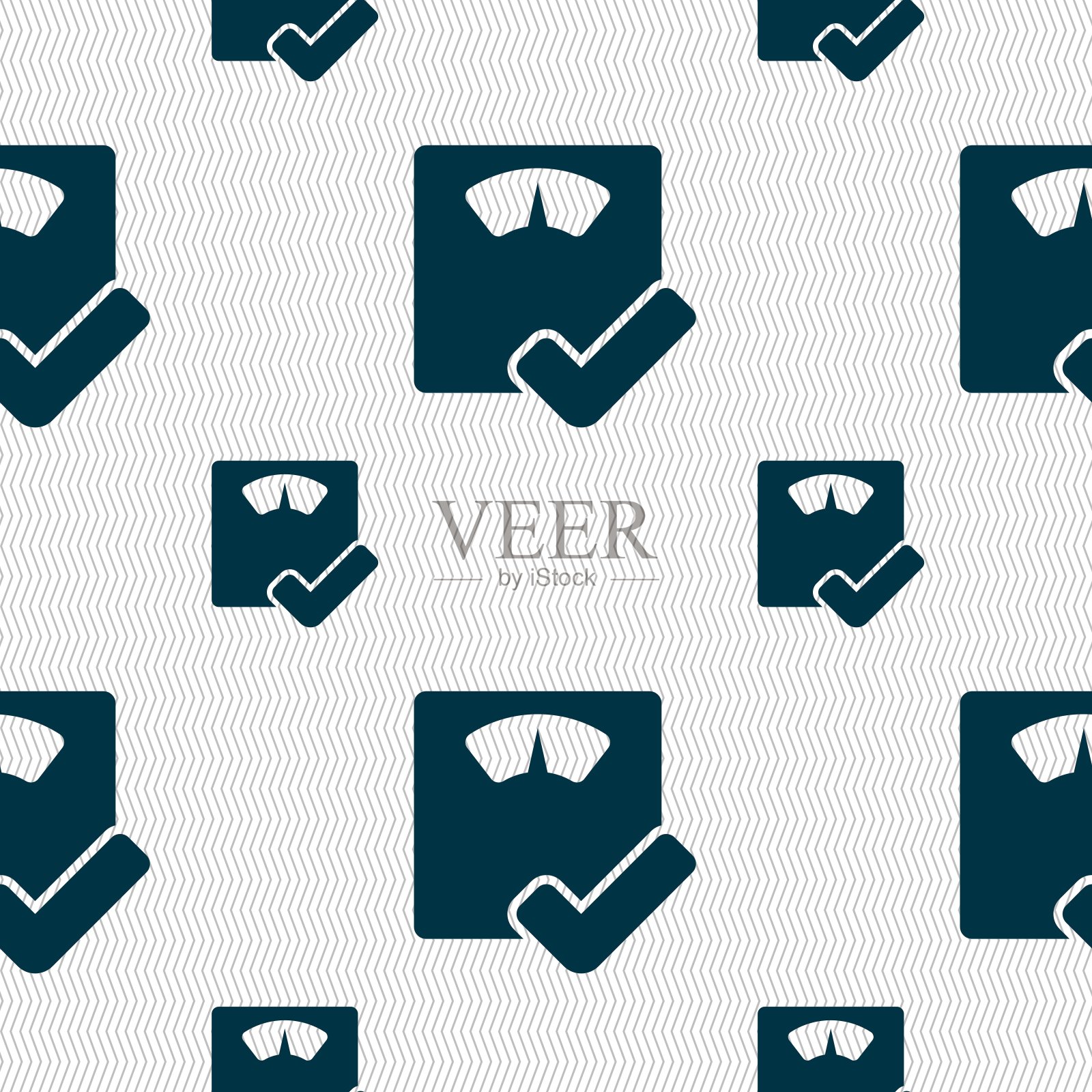 浴室秤图标标志。无缝图案与几何纹理。向量插画图片素材