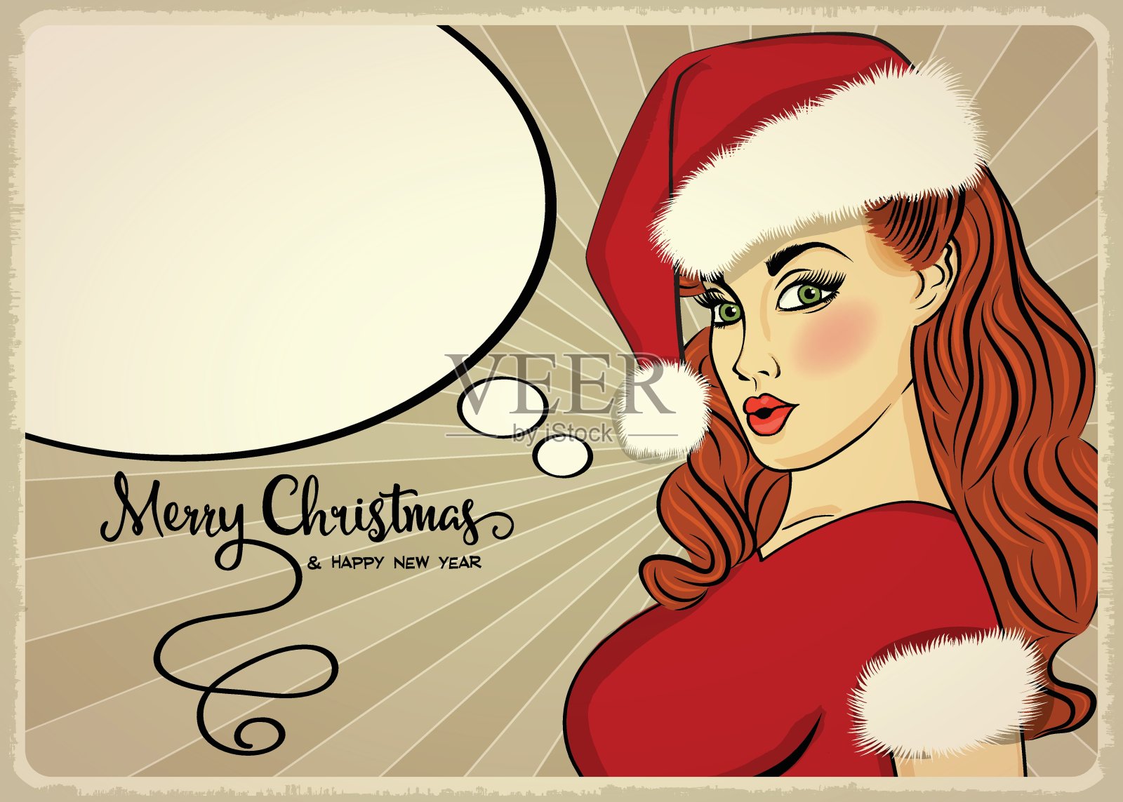 可定制的美丽复古圣诞贺卡与性感的别针设计模板素材