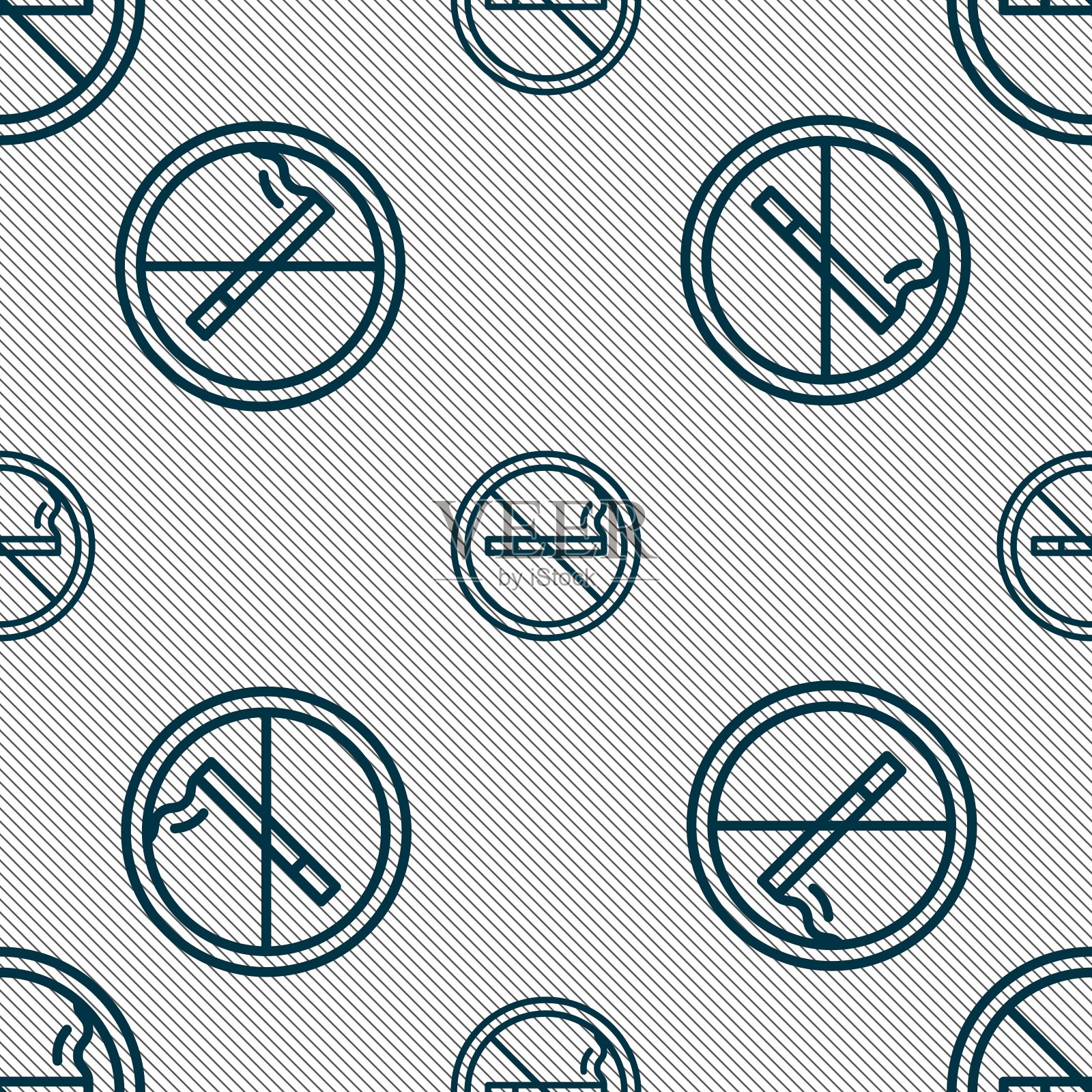 禁止吸烟标志。无缝图案与几何纹理。向量插画图片素材