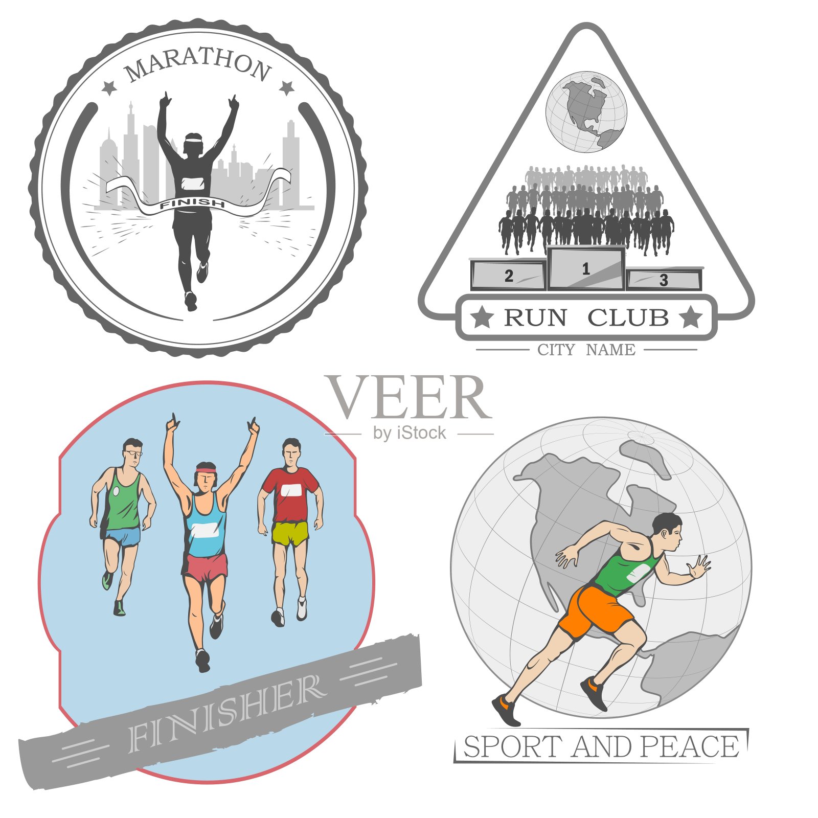 任何年龄都可以参加马拉松和短跑插画图片素材