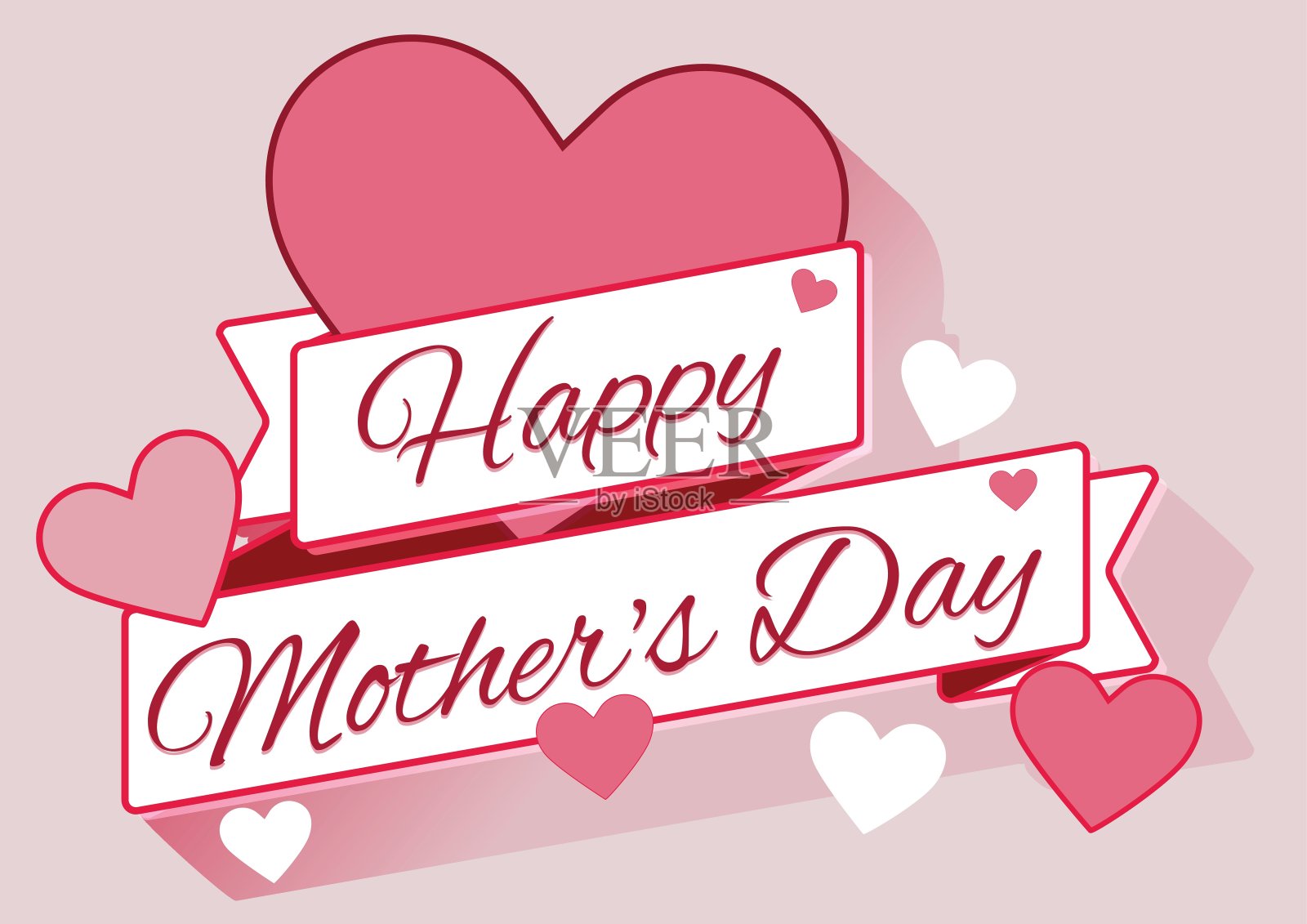 母亲节快乐心-矢量插图设计模板素材