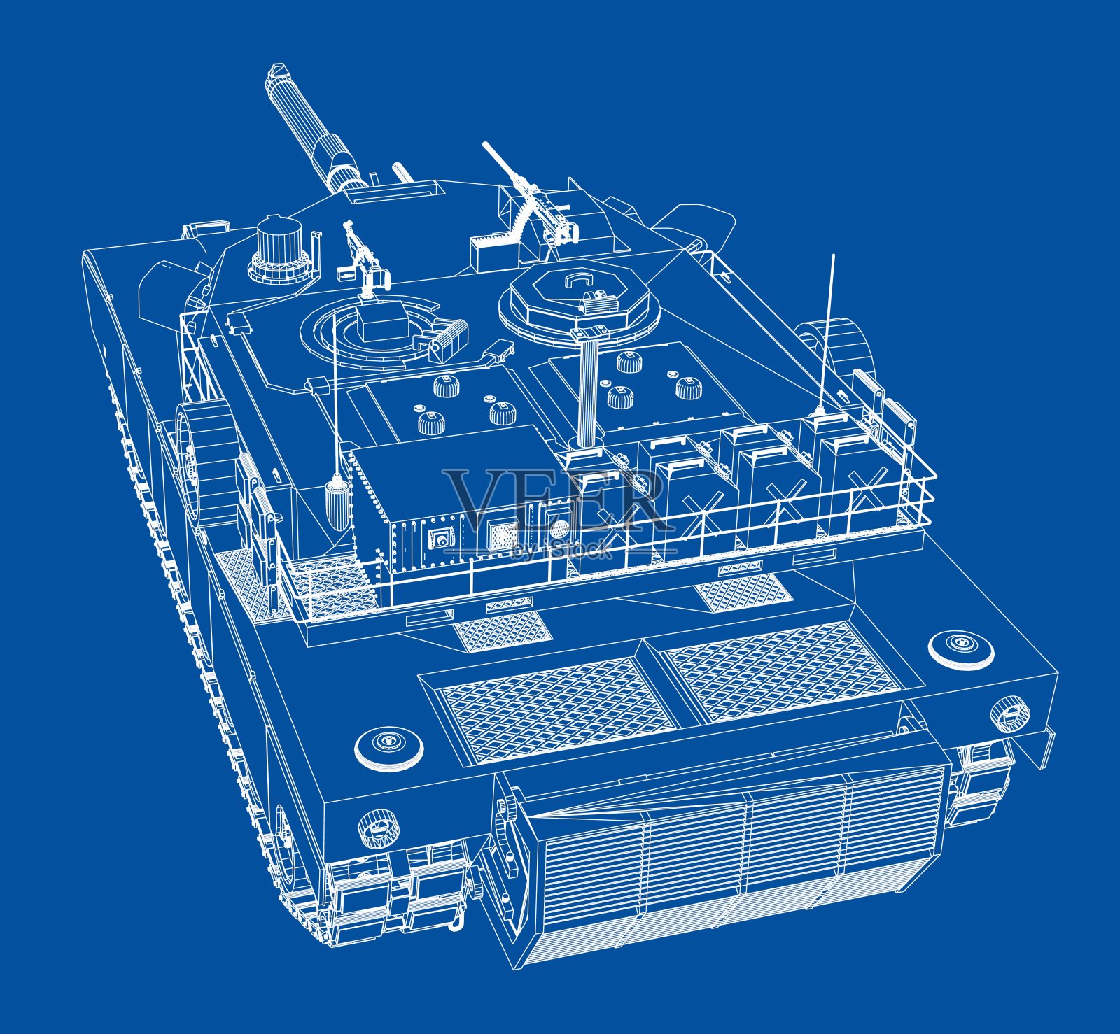 真实坦克蓝图插画图片素材