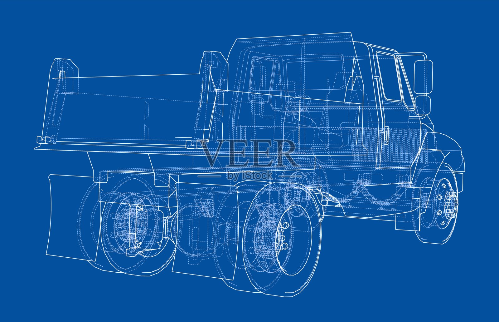 自动倾卸卡车。向量插画图片素材