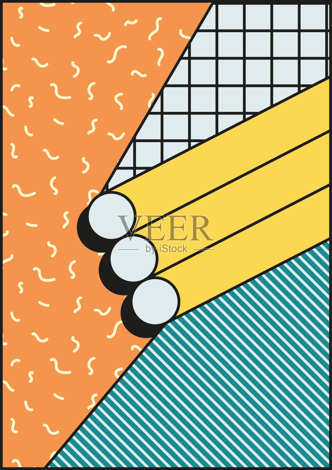 矢量海报，构图在80 90复古风格插画图片素材