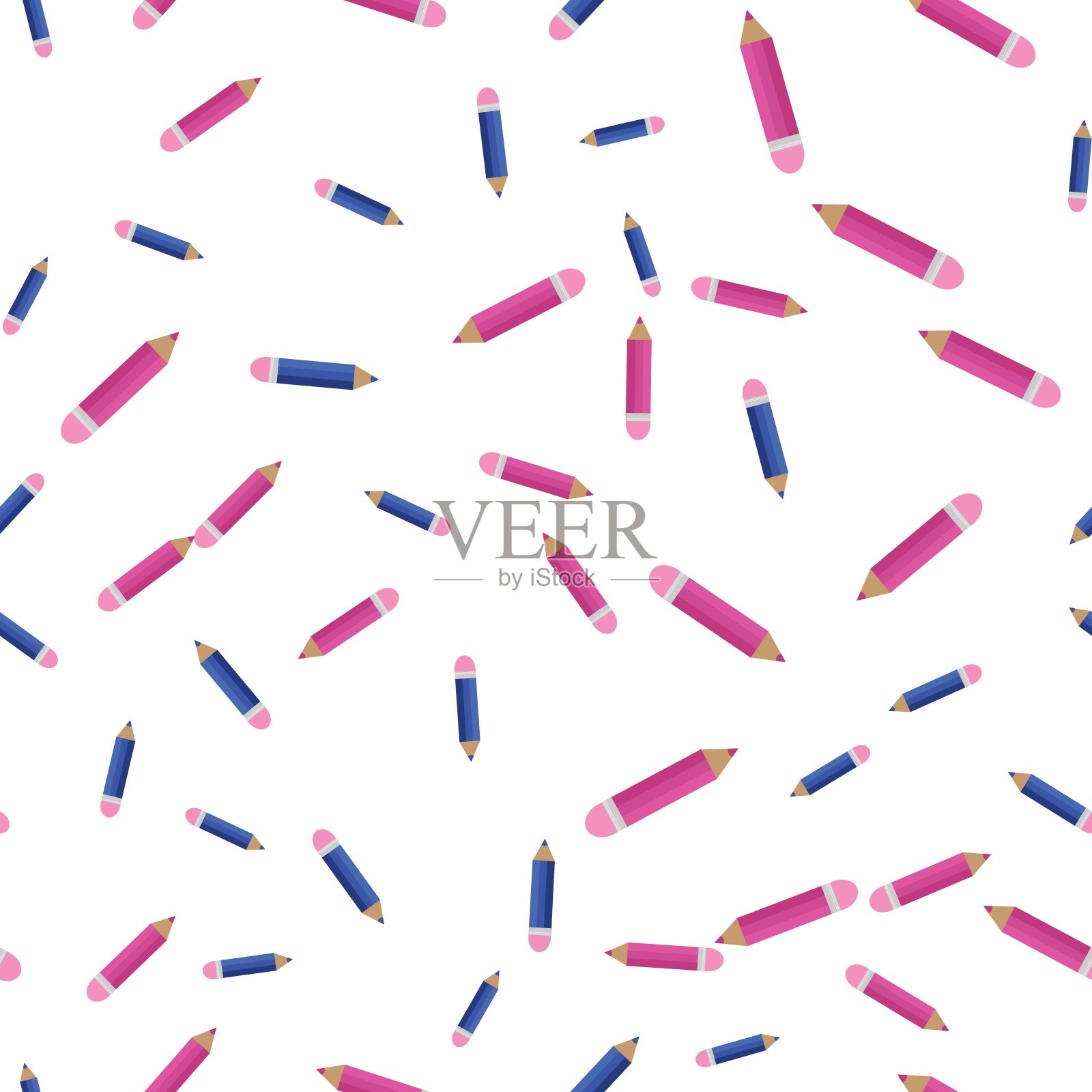 彩色铅笔的无缝模式随机插画图片素材