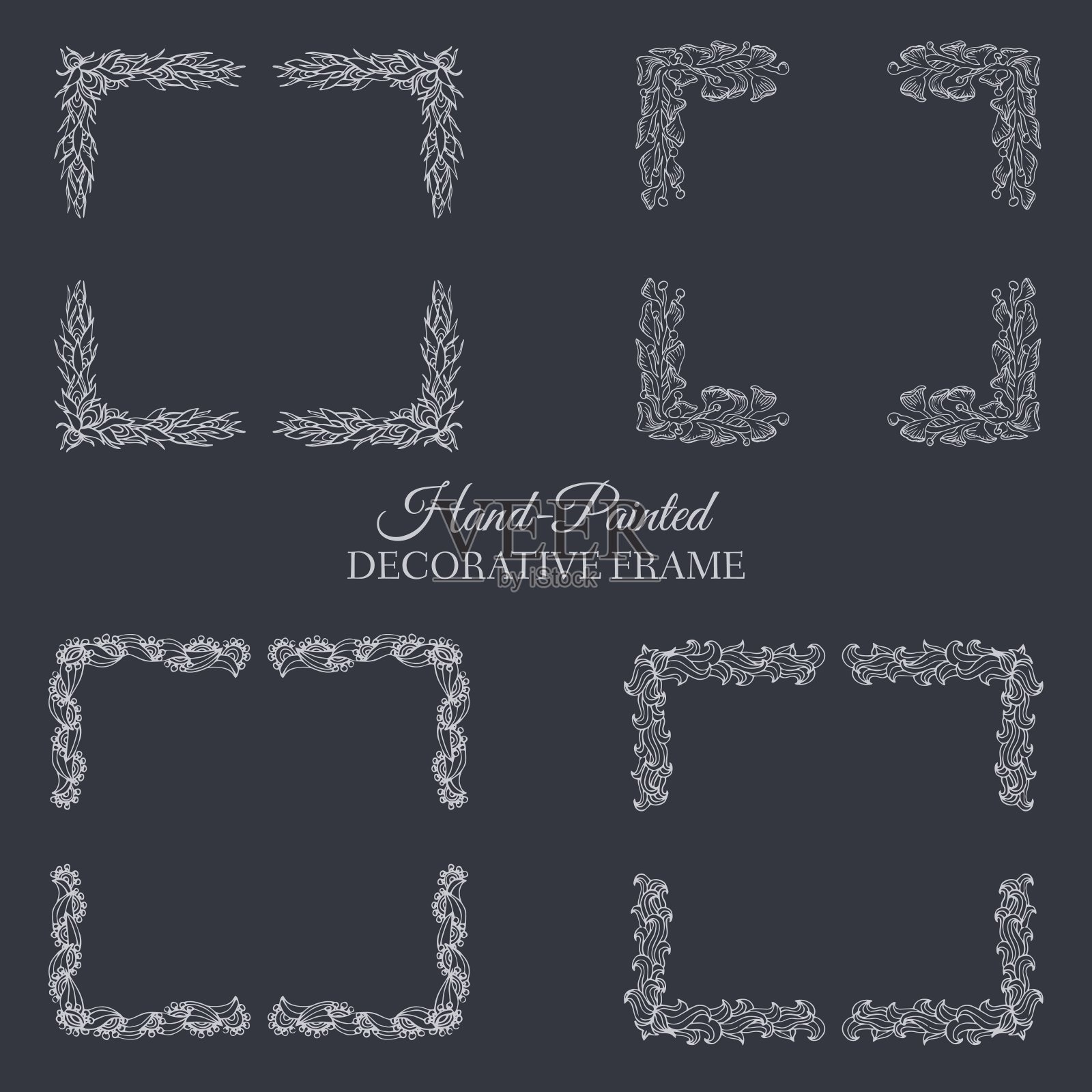 手绘抽象背景装饰框架上的旧纸插图概念。矢量装饰复古旗帜的卡片或邀请设计。复古传统，印度，奥斯曼的图案，元素。插画图片素材