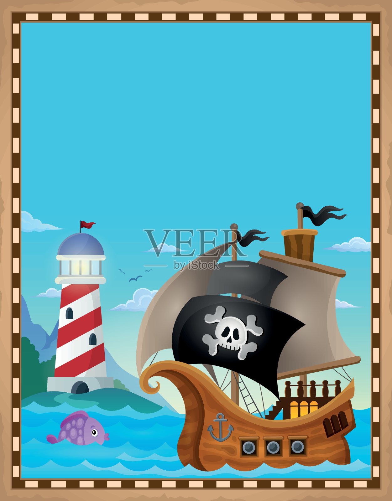 海盗主题羊皮纸6插画图片素材