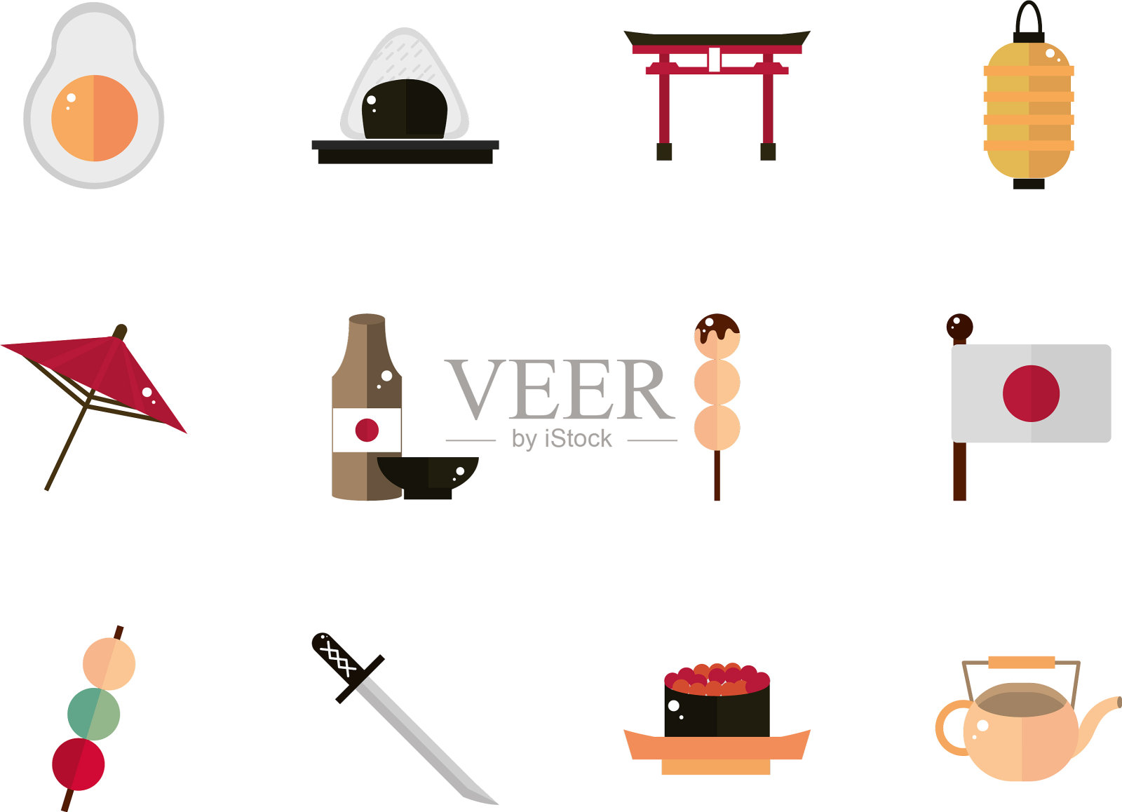 日本文化传统食品配件插画图片素材