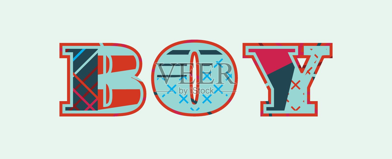 男孩概念字艺术插图插画图片素材