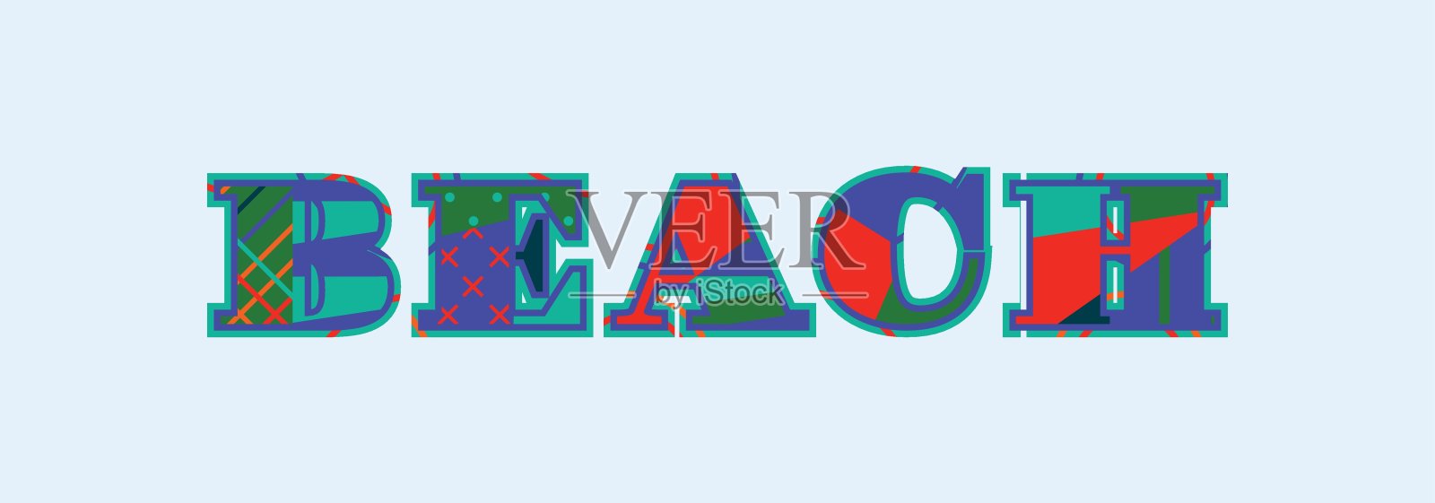 海滩概念字艺术插图插画图片素材