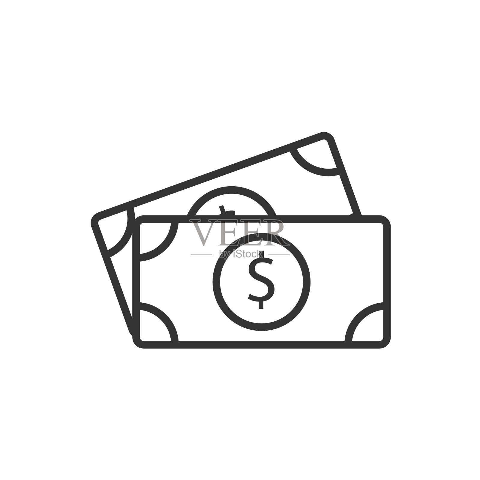 金钱线图标上的白色背景插画图片素材