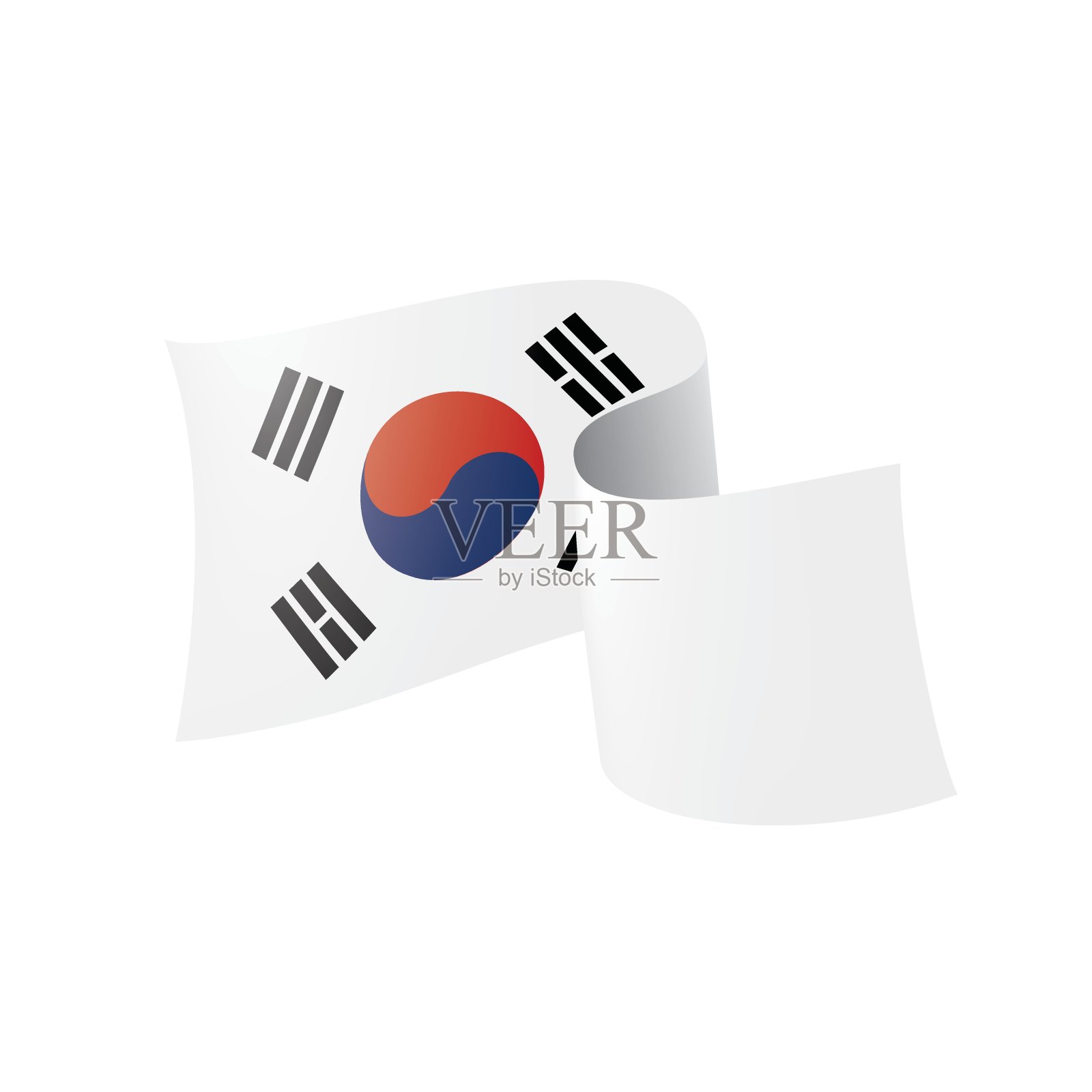韩国国旗，白色背景矢量插图插画图片素材