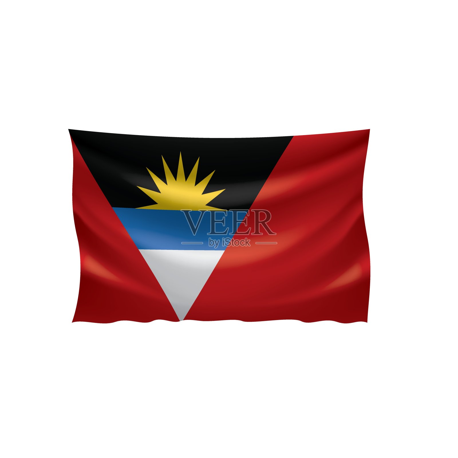 安提瓜和巴布达国旗，白色背景矢量插图插画图片素材