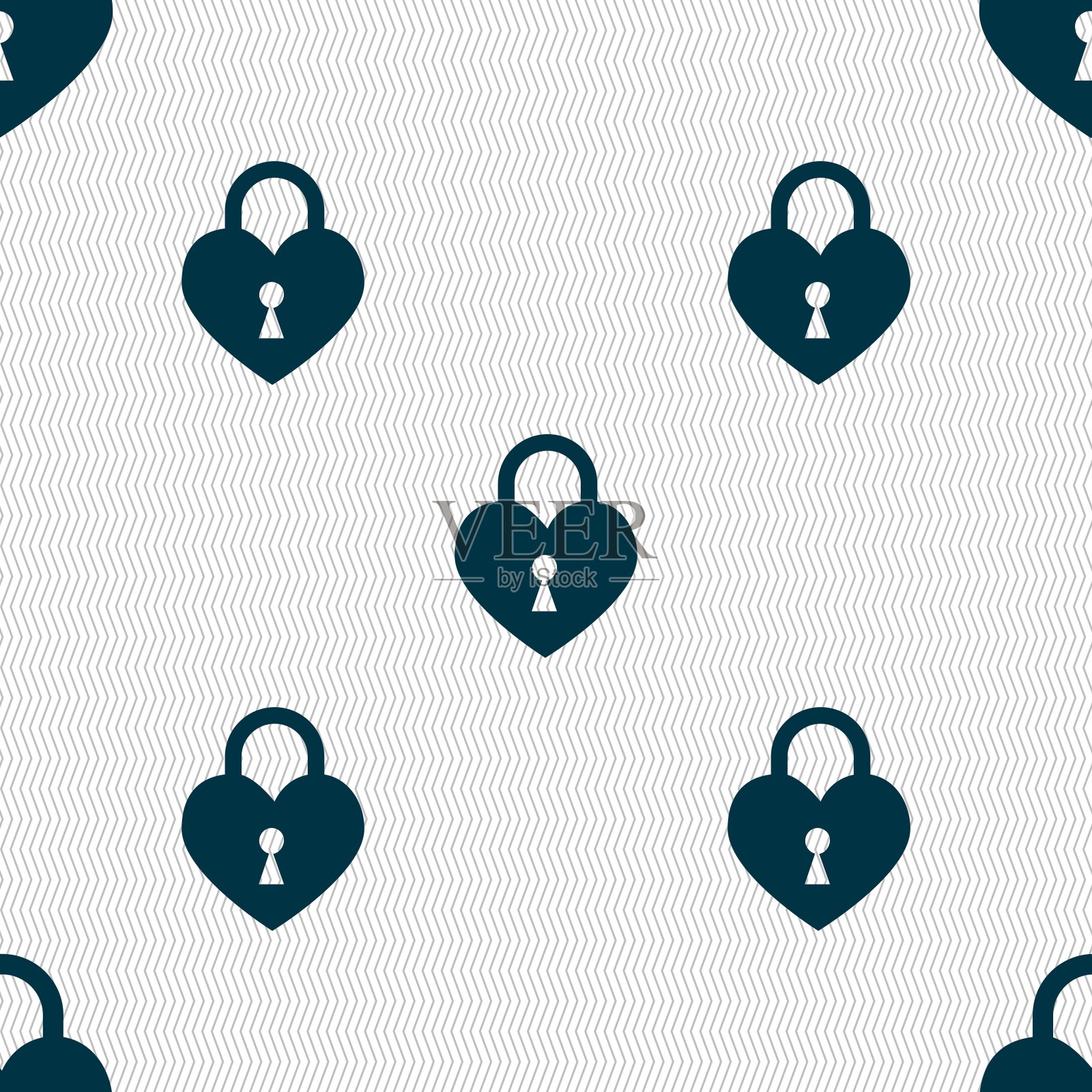 锁定在心形图标符号的形状。无缝图案与几何纹理。向量插画图片素材
