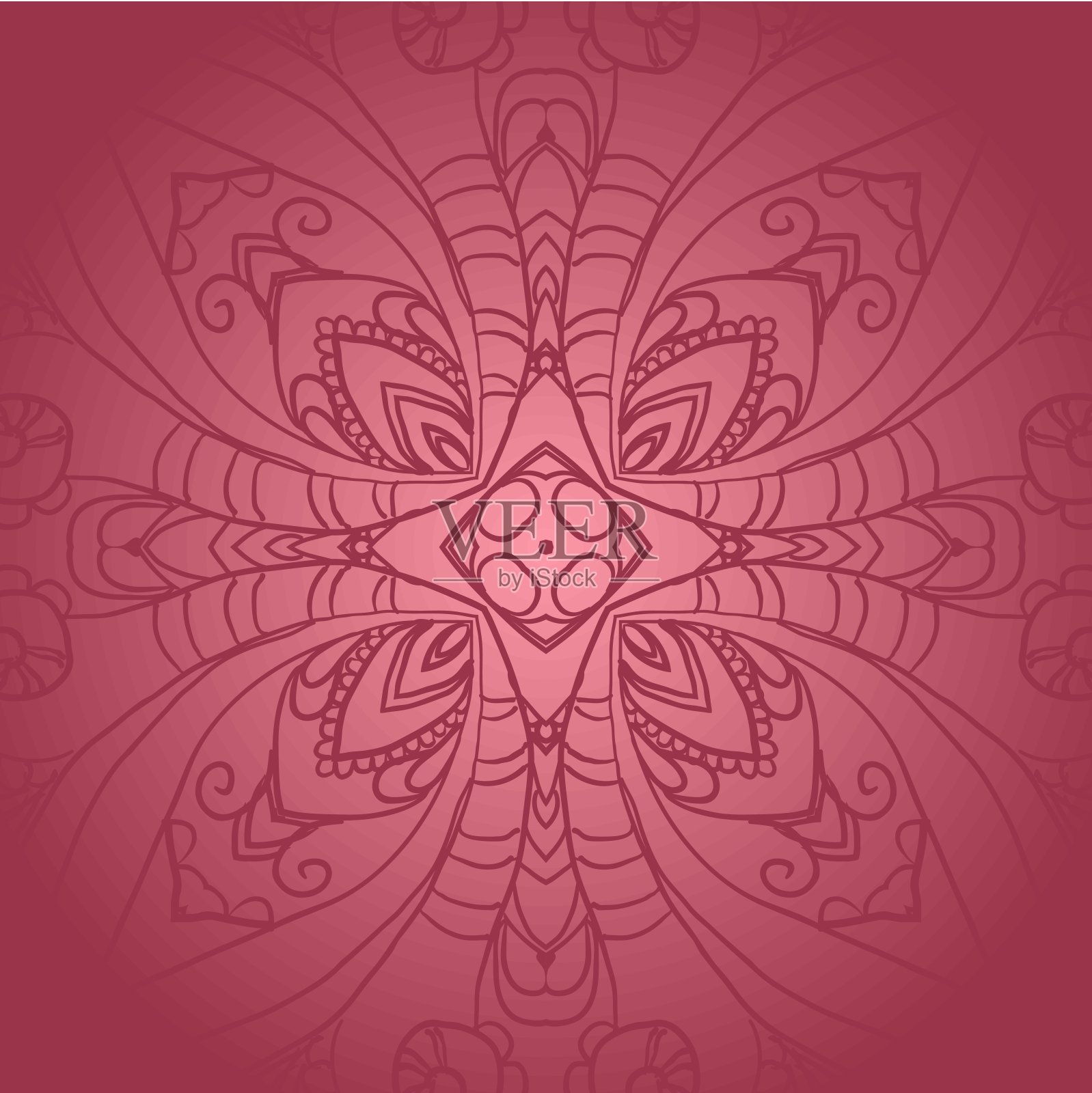 植物暗粉花点缀插画图片素材