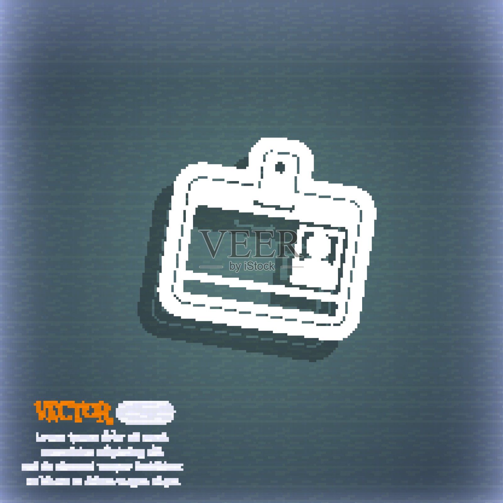 Id卡图标符号在蓝绿色抽象背景与阴影和空间为您的文本。向量插画图片素材