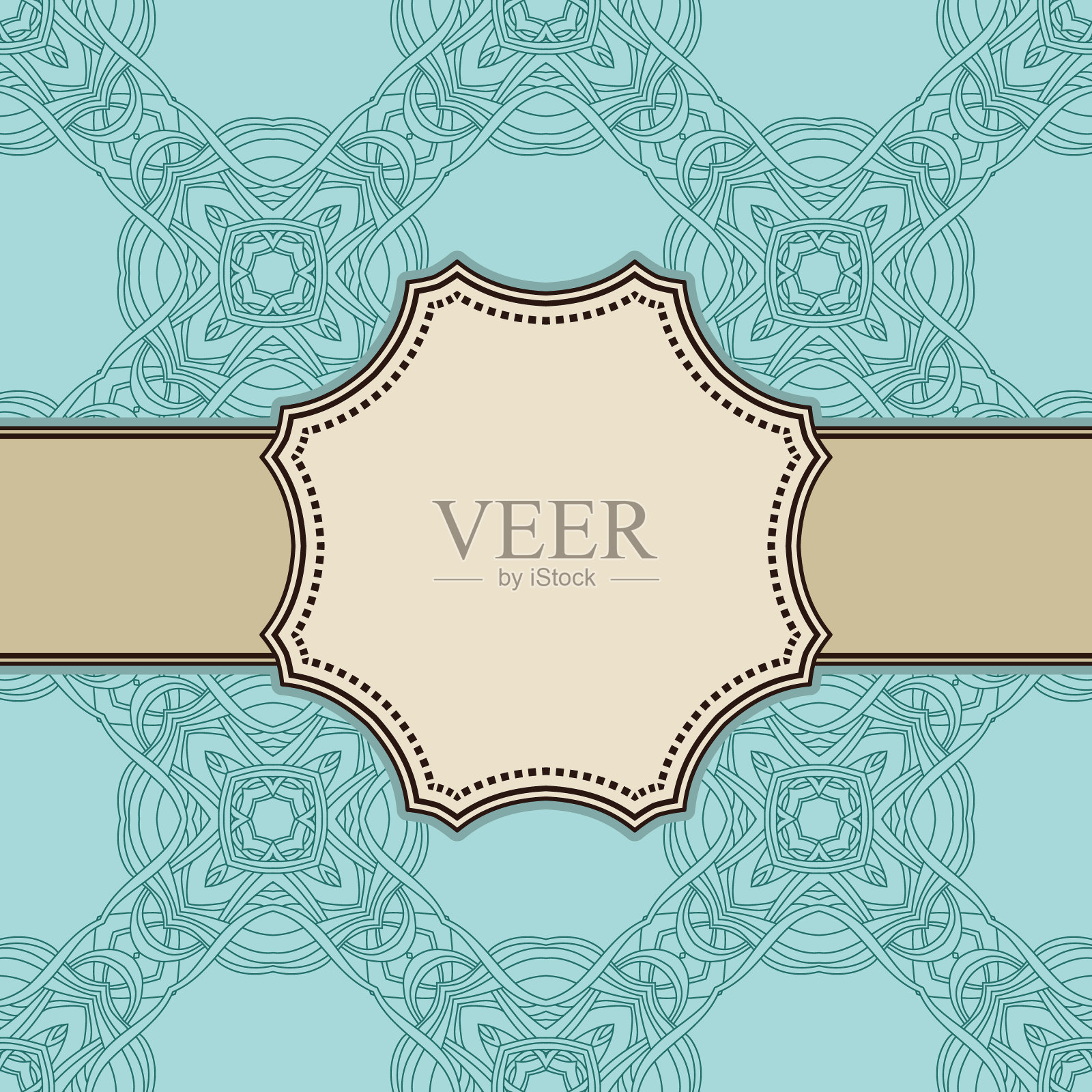 复古向量抽象花框架与文本的地方插画图片素材