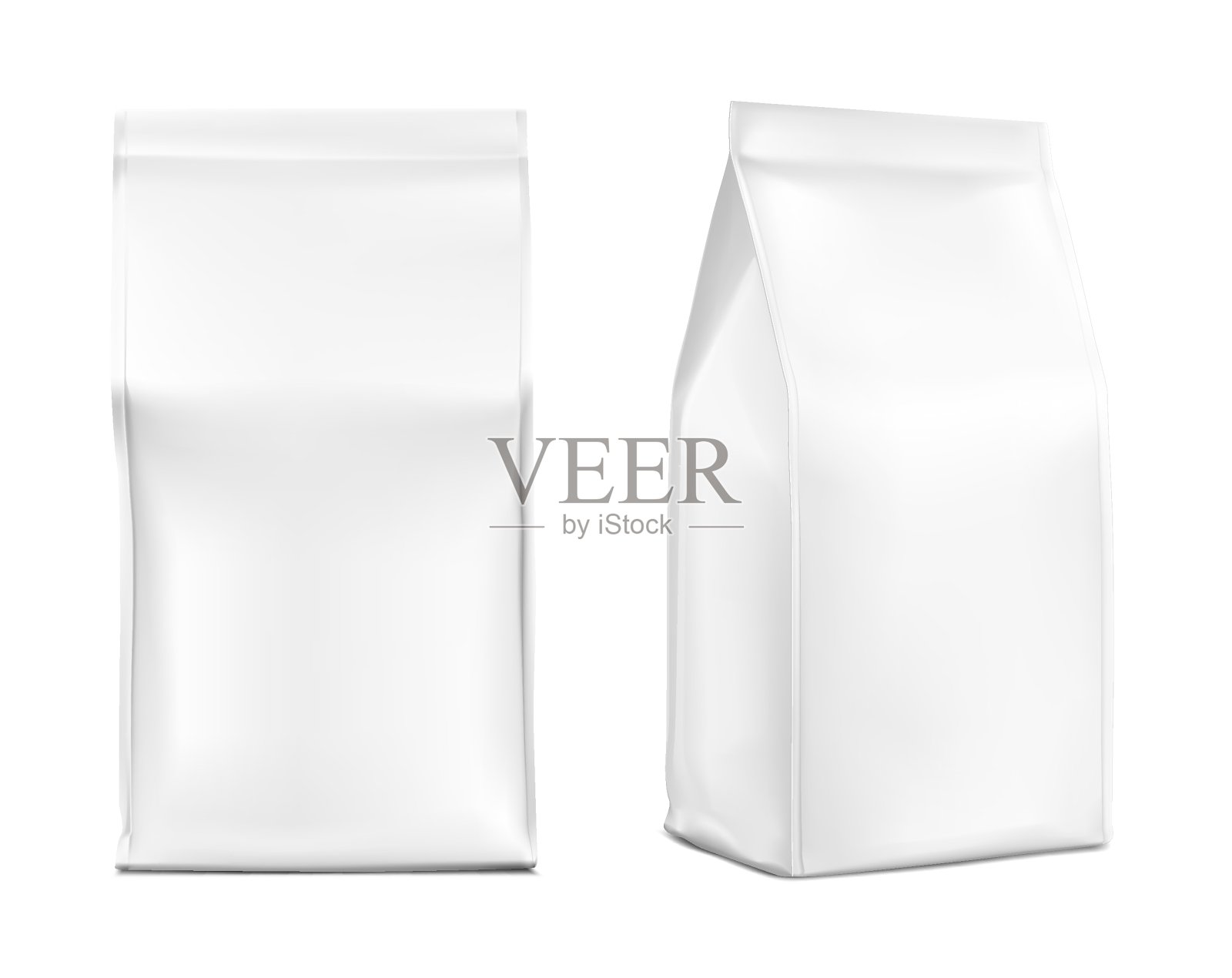 真实的食物袋孤立在白色的背景。前,等距视图。插画图片素材