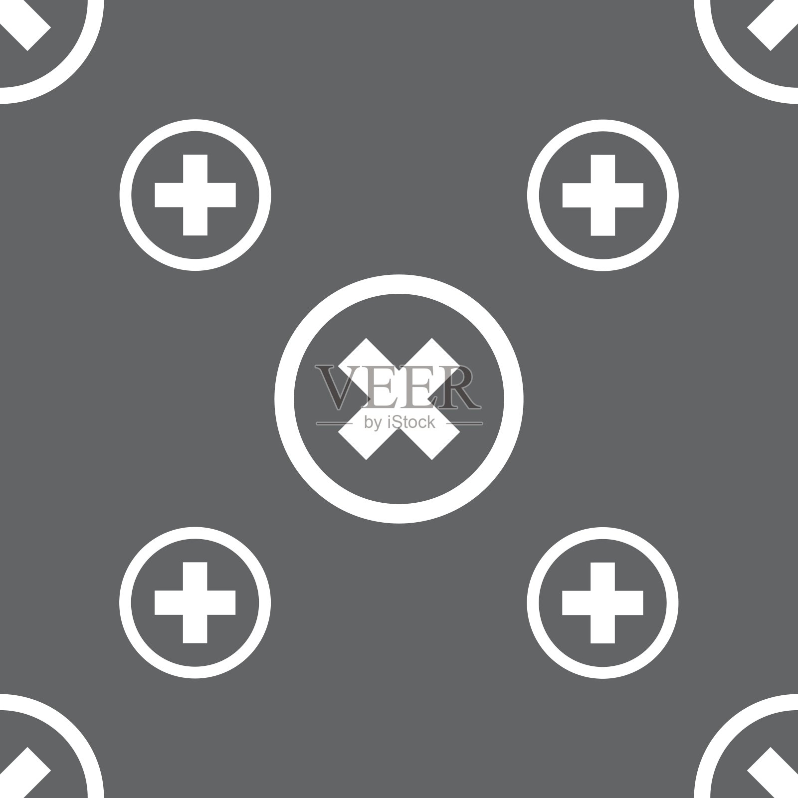 取消图标。没有迹象表明。灰色背景上的无缝模式。向量图标素材