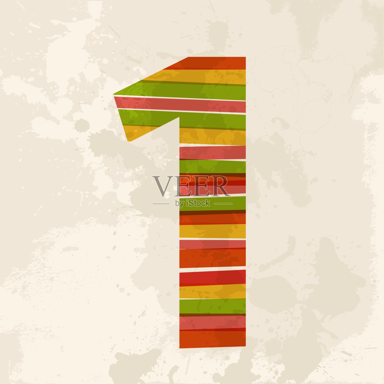 复古多色一号插画图片素材