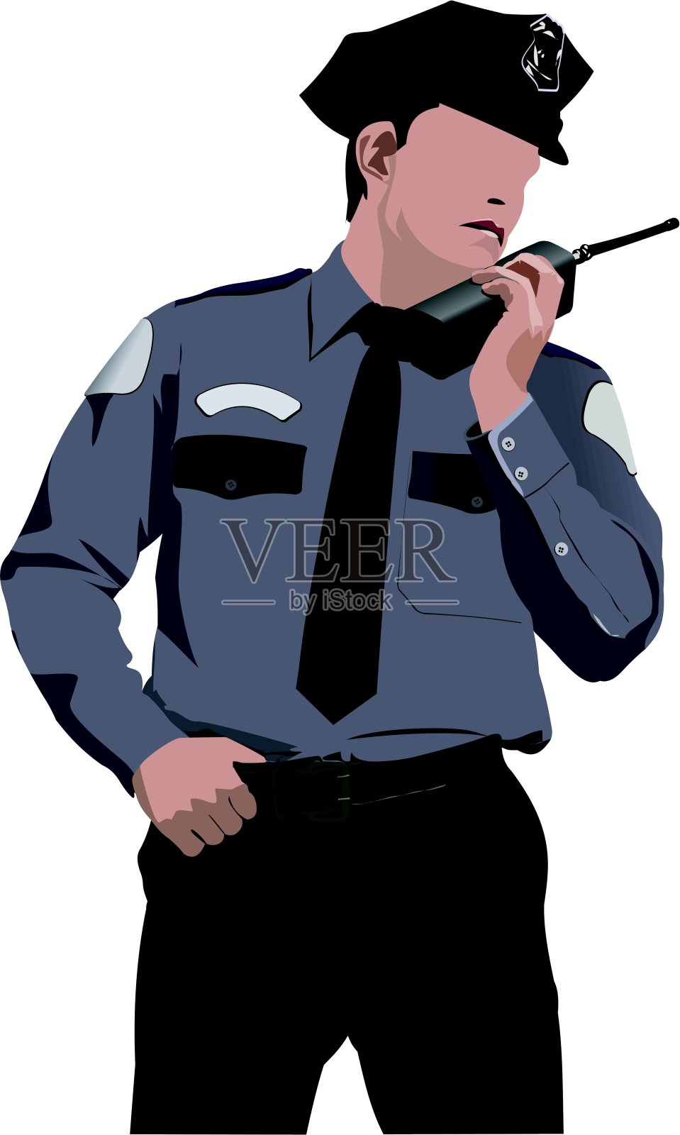 警察用对讲机通信。向量树脂插画图片素材