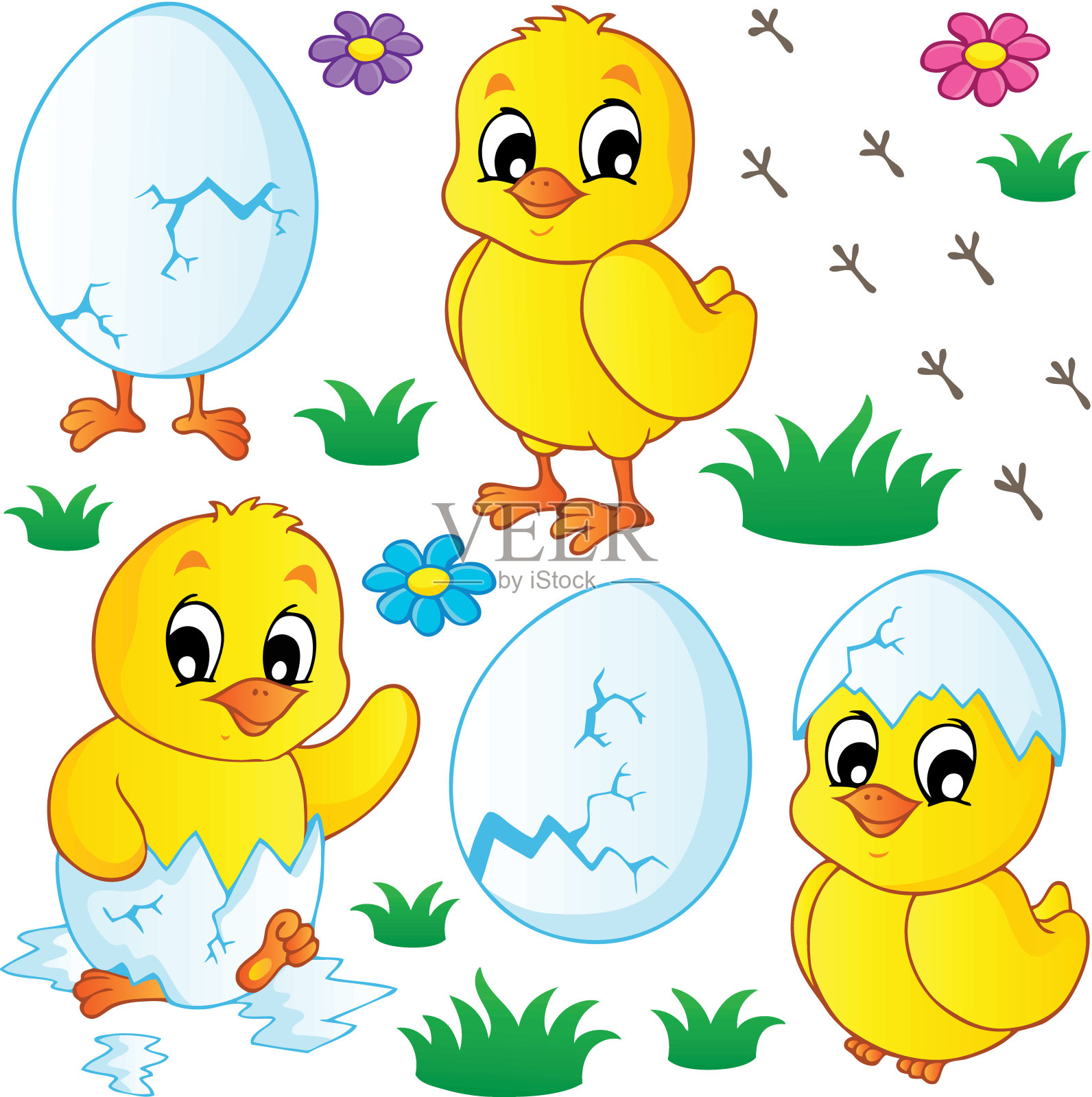 收集可爱的鸡插画图片素材