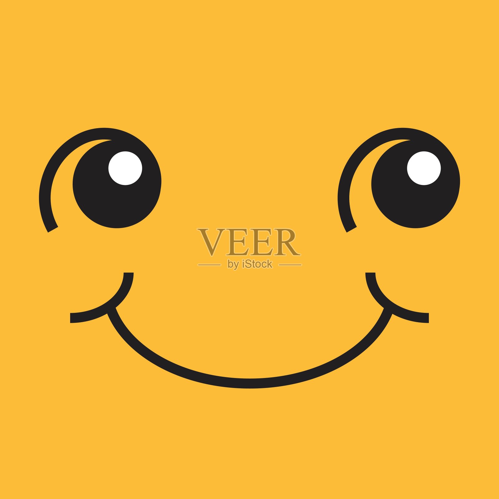 微笑的脸，眼睛和嘴插画图片素材