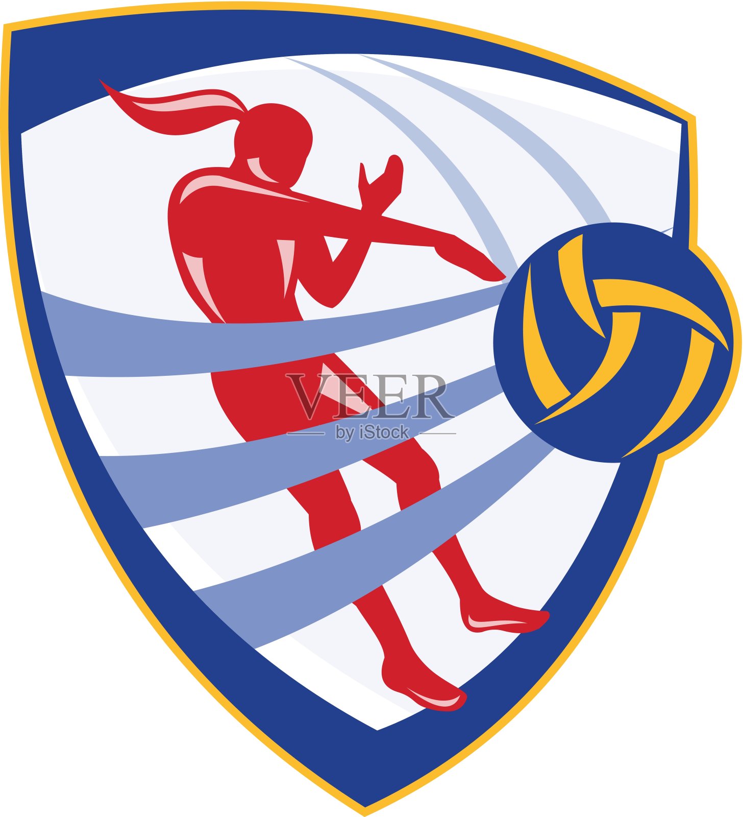 排球运动员扣球Crest插画图片素材
