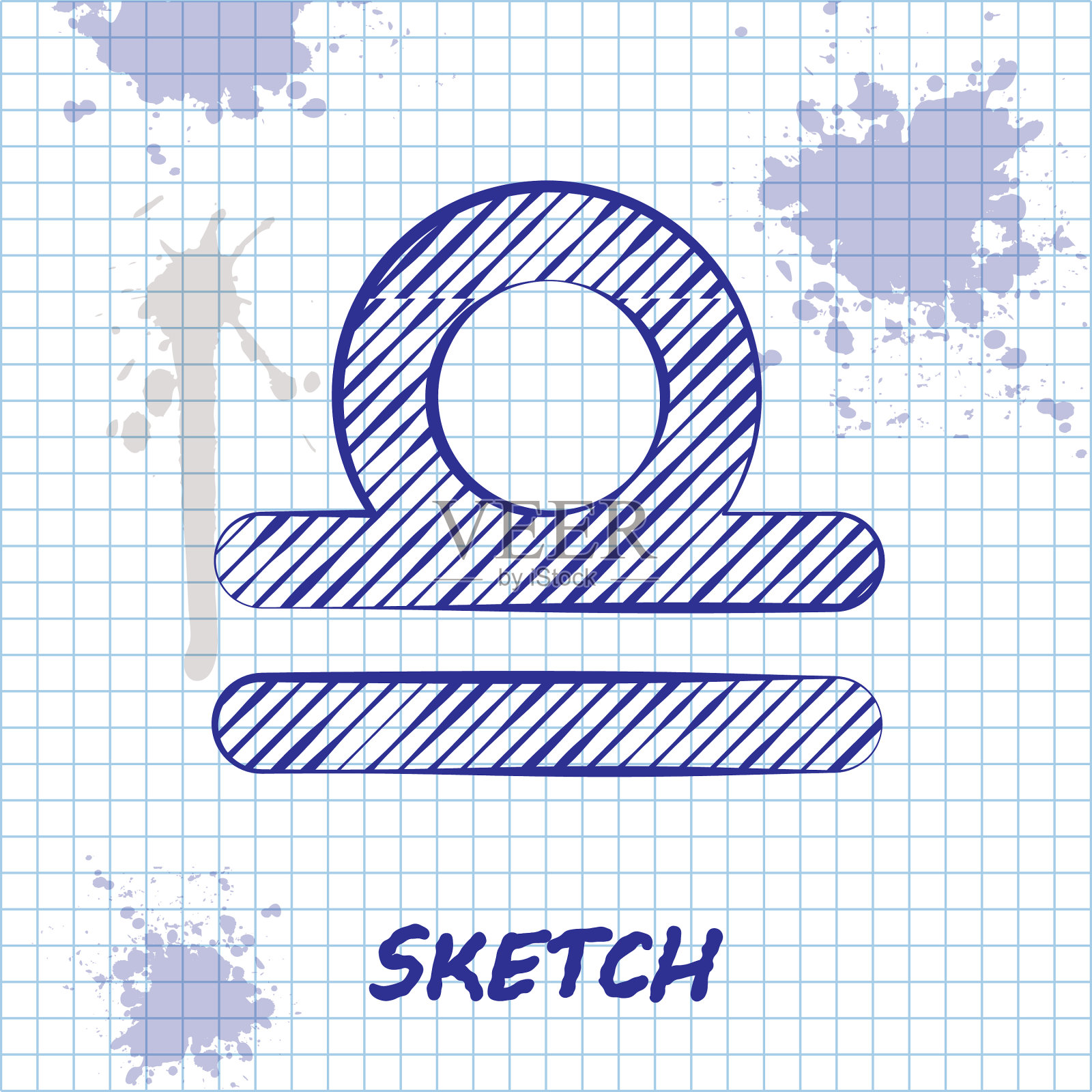 素描线天秤座星座图标孤立上插画图片素材