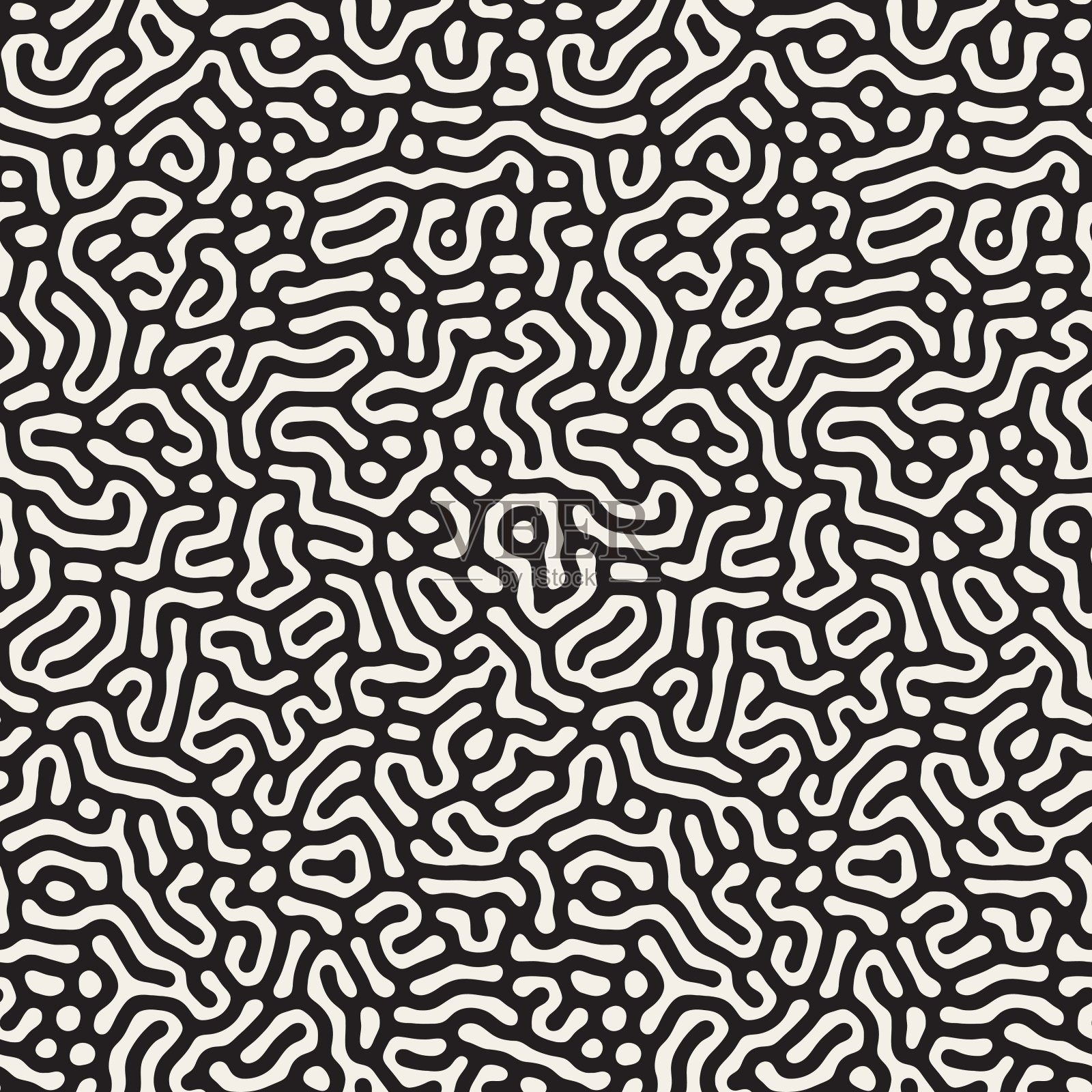 矢量无缝黑白有机线模式插画图片素材