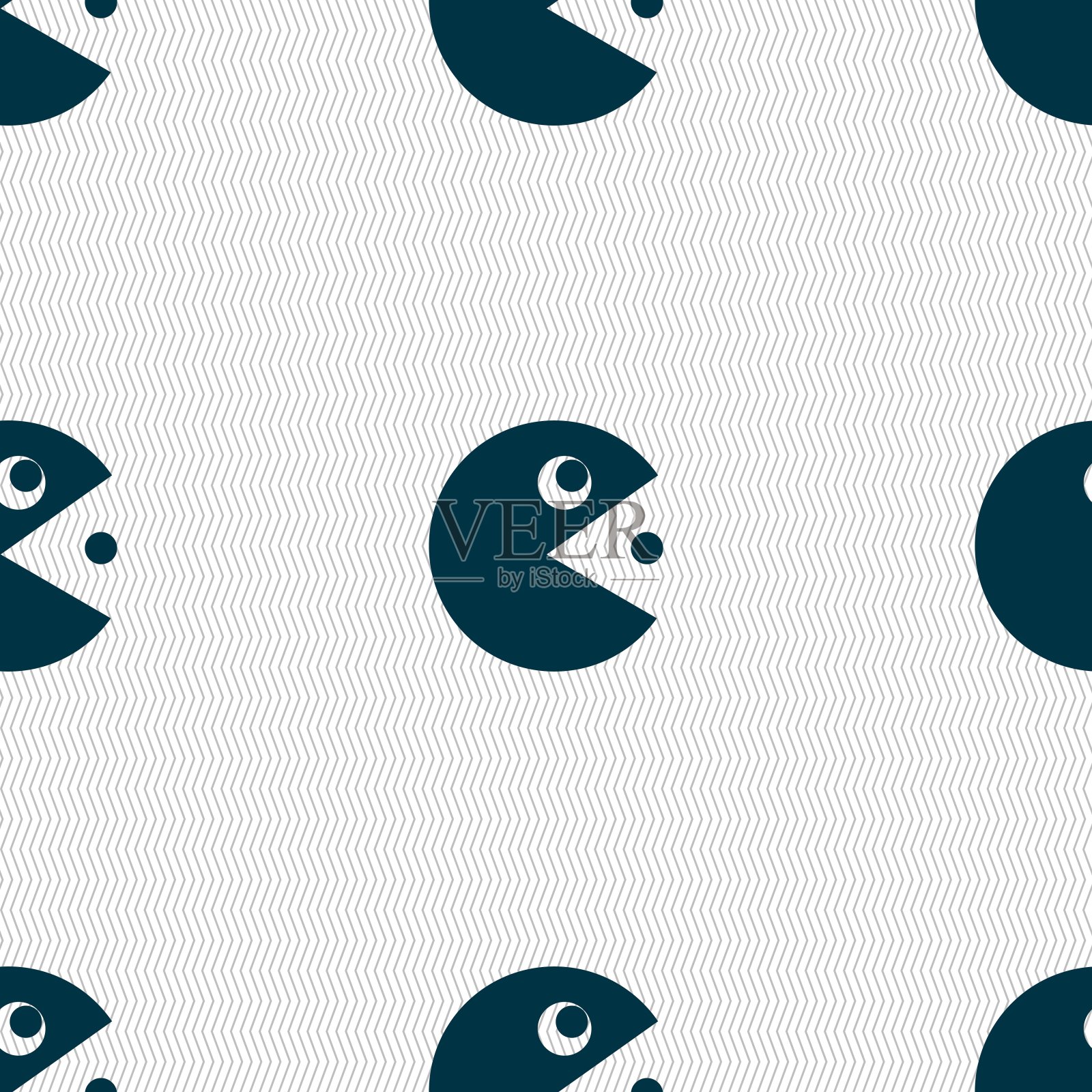 吃豆人图标标志。无缝图案与几何纹理。向量插画图片素材