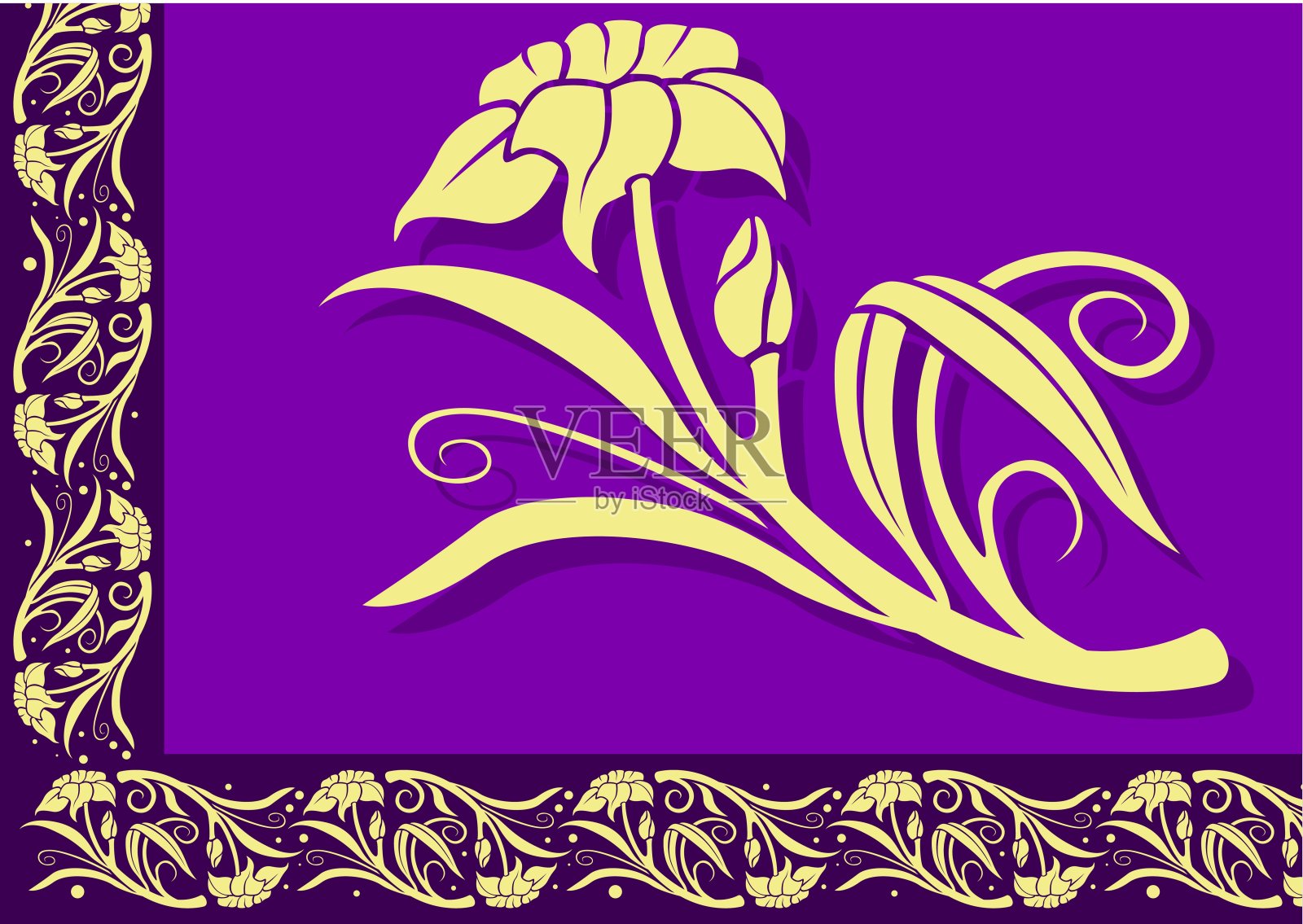 紫色的花边插画图片素材