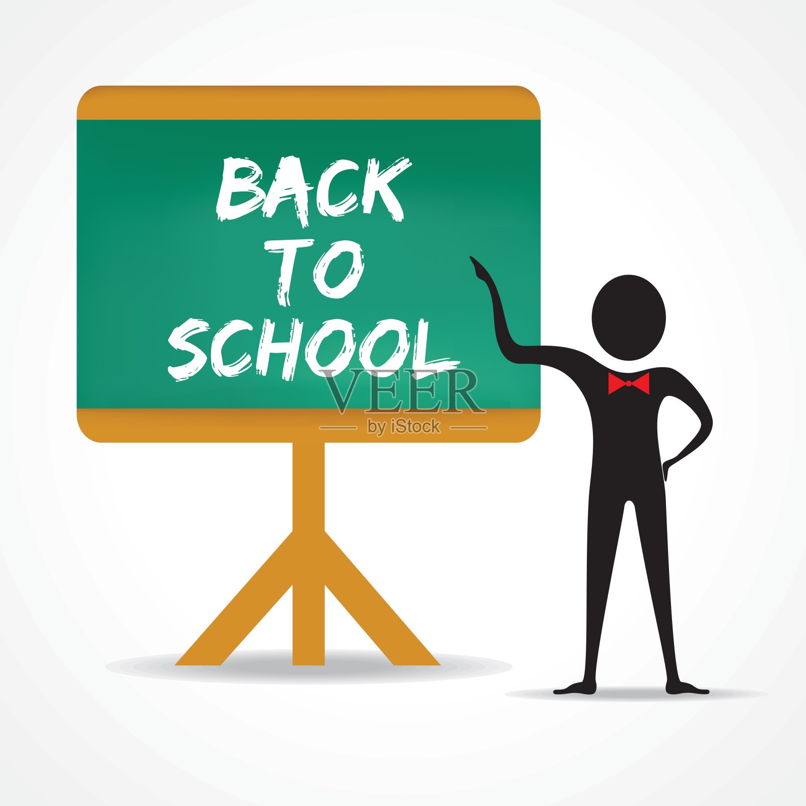 男子指回学校字在绿板股票矢量插画图片素材