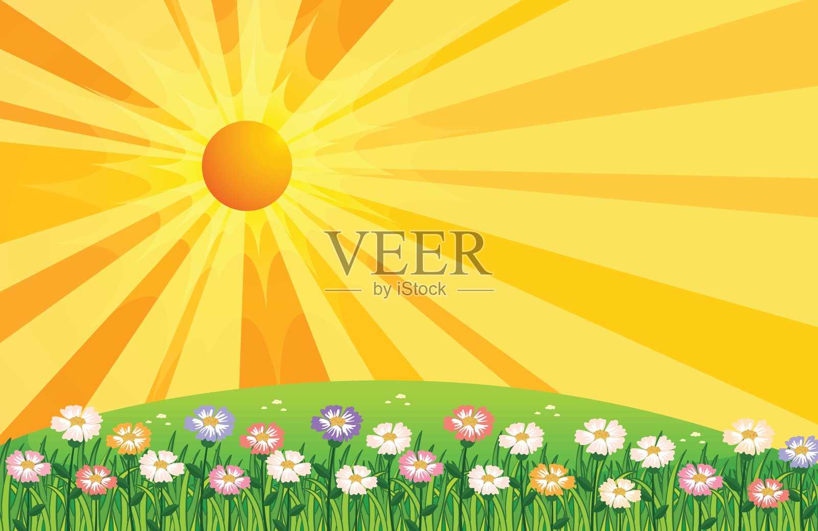 山顶和日落插画图片素材