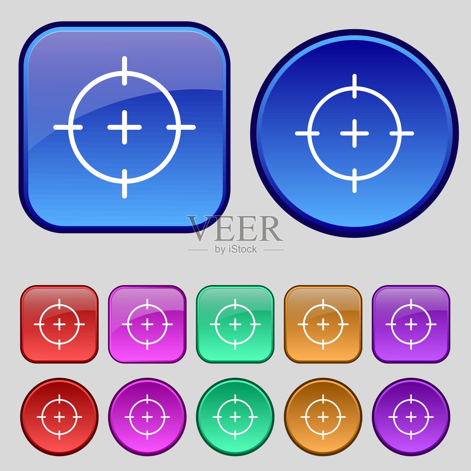 看到图标符号。你设计的一套12个老式纽扣。向量图标素材
