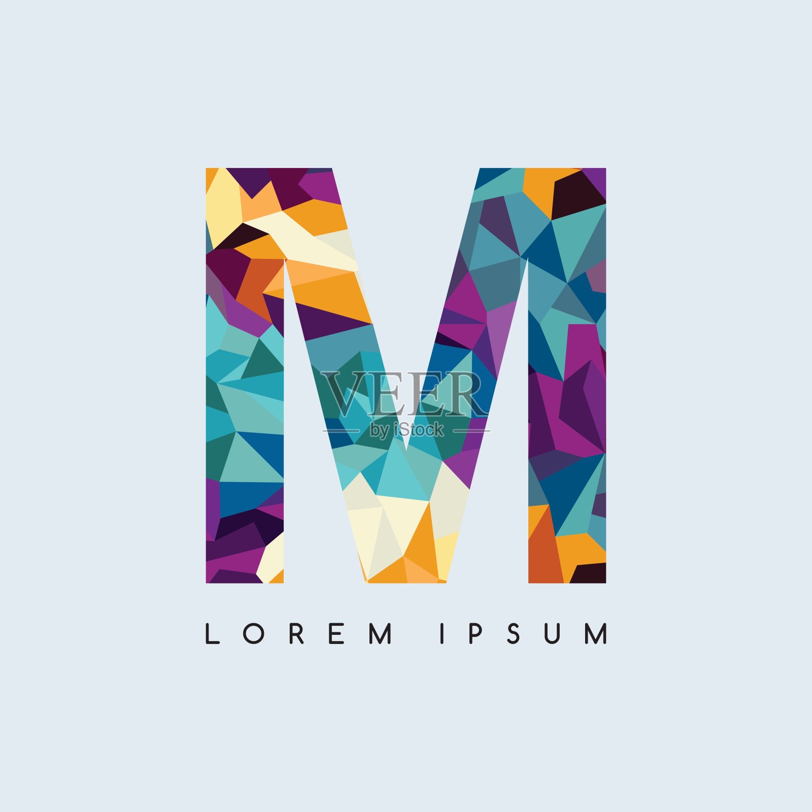 字母初始标志型标志抽象彩色几何插画图片素材