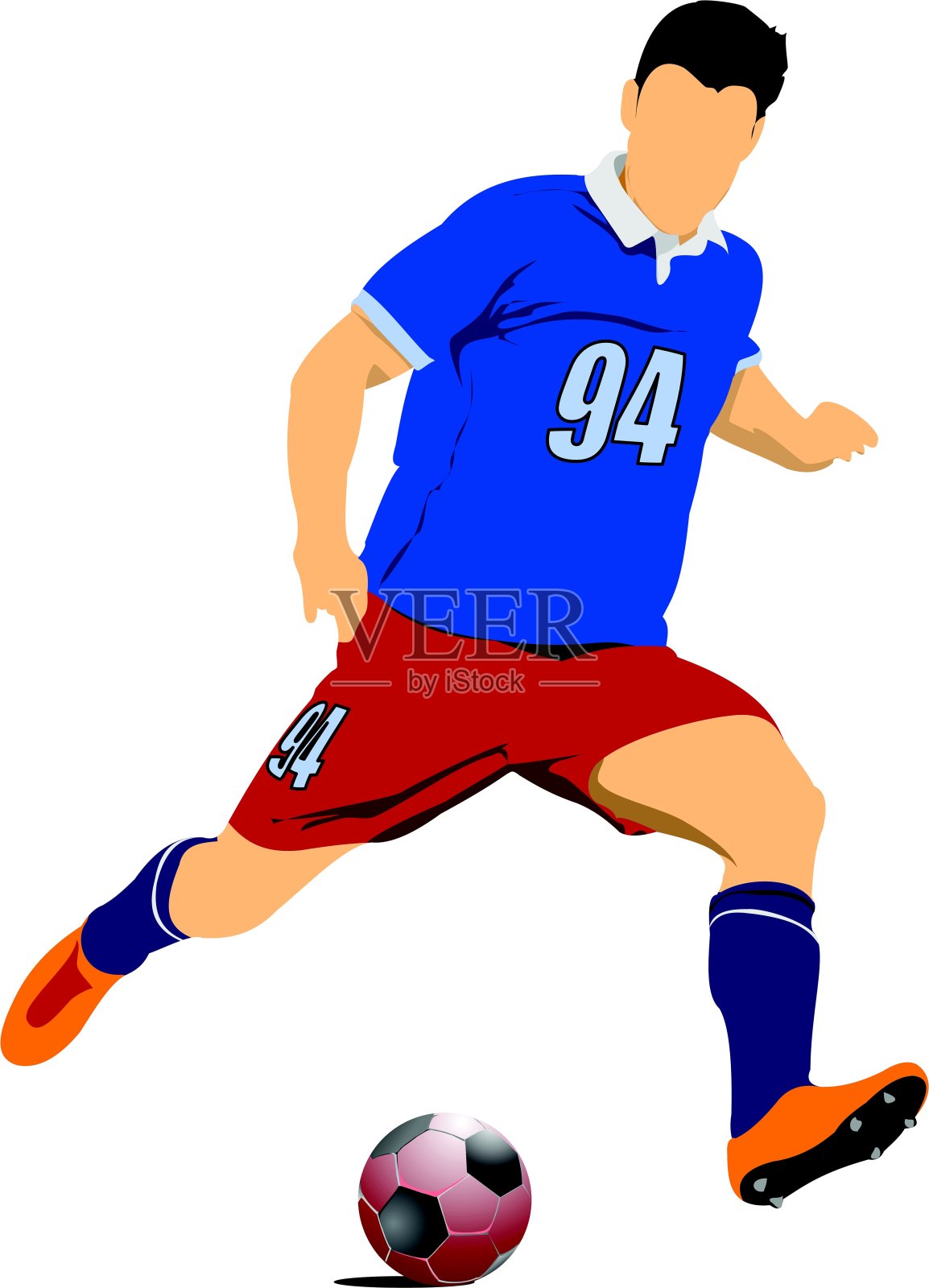 足球足球运动员。彩色矢量插图设计师插画图片素材