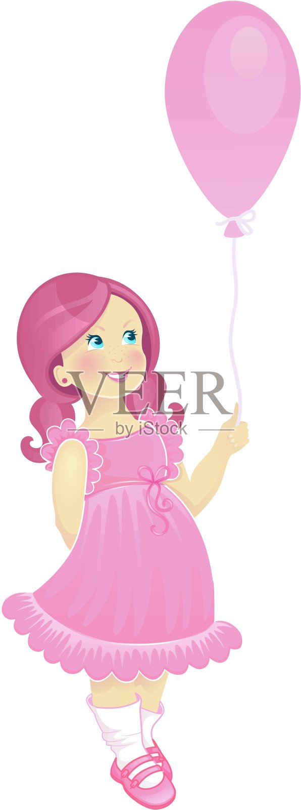 带球的小女孩，矢量插画图片素材