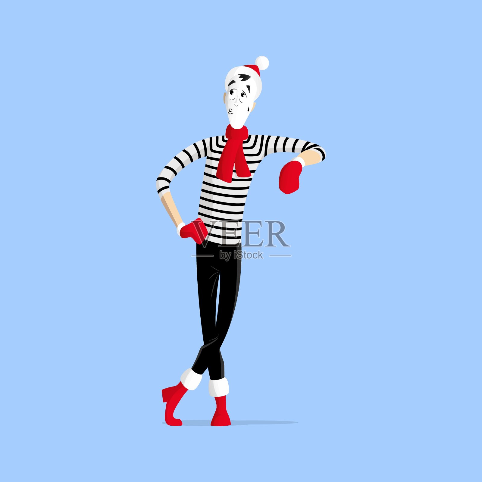 靠墙表演哑剧插画图片素材