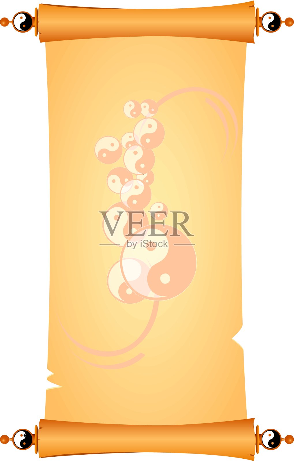 带有道教装饰的羊皮纸插画图片素材