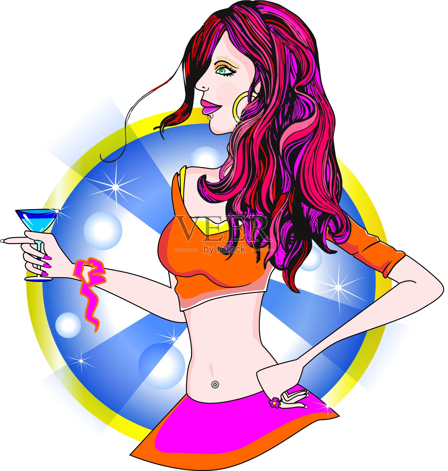 派对女孩,说明插画图片素材