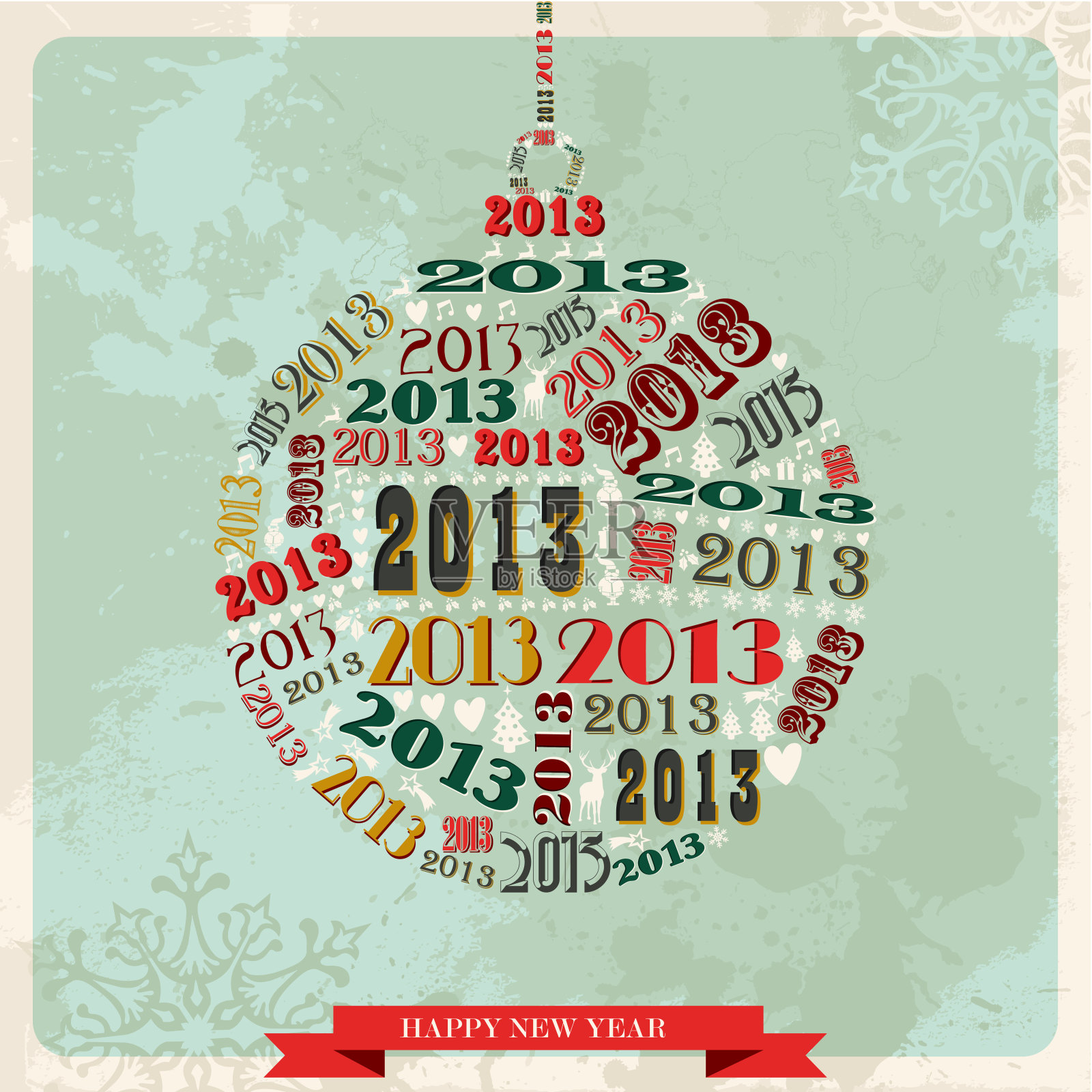 2013年新年快乐的古董设计模板素材