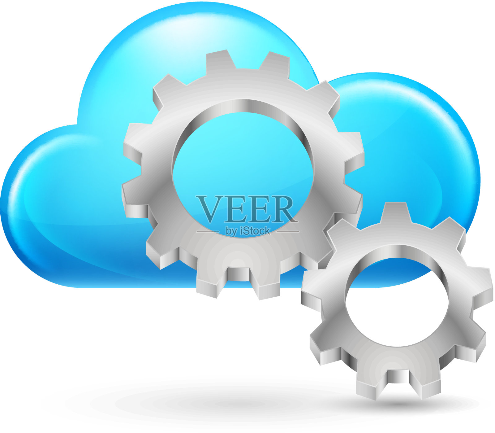 云与齿轮插画图片素材