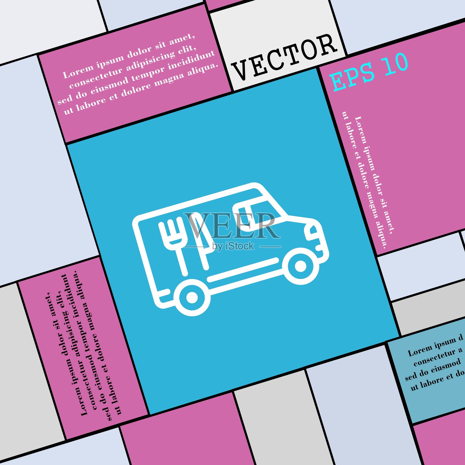 快餐车图标标志。现代平面风格为您的设计。向量插画图片素材