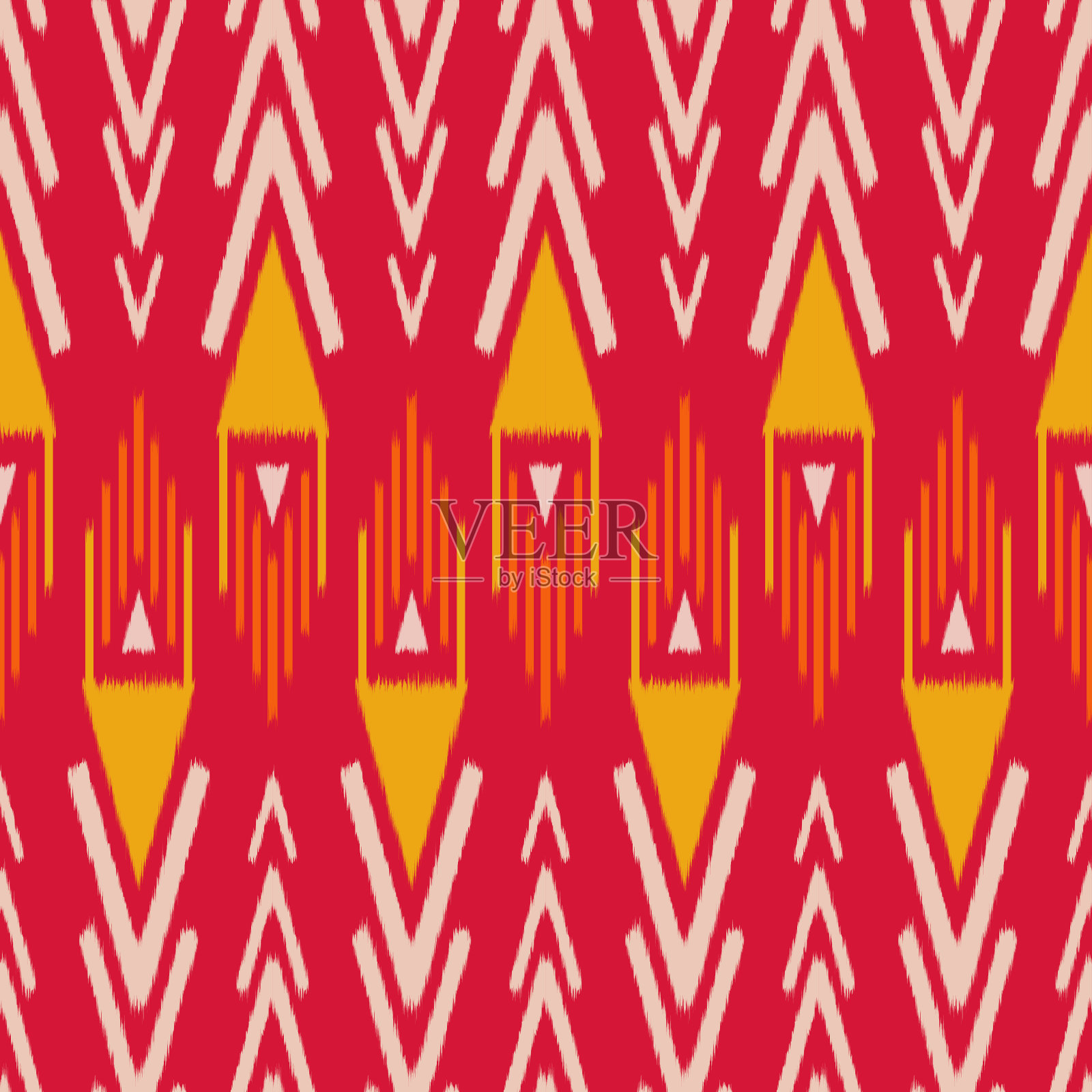 伊卡特面料无缝图案设计。向量EPS10插画图片素材