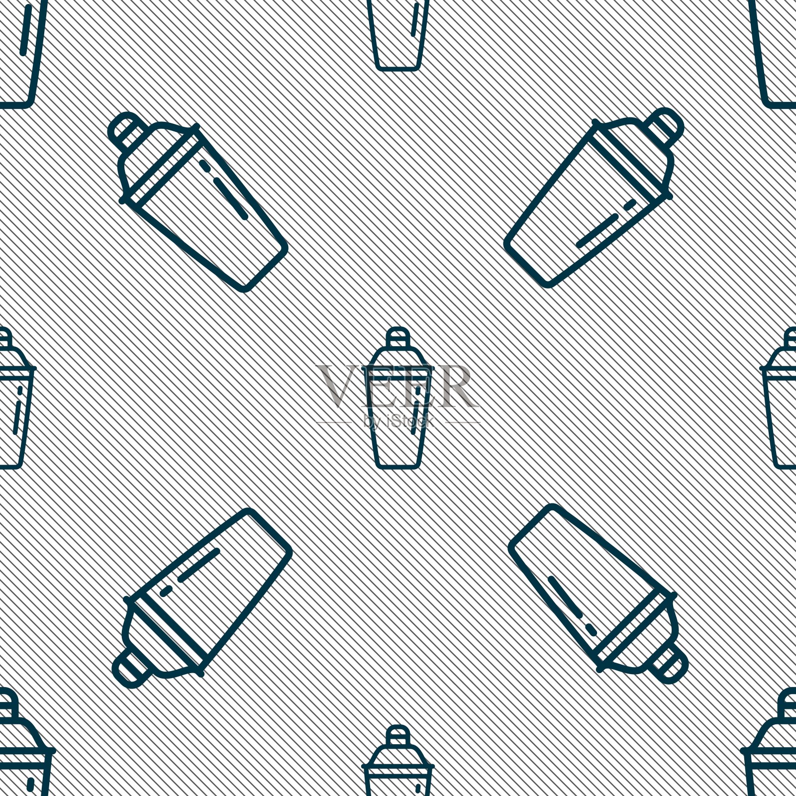 鸡尾酒调酒器图标标志。无缝图案与几何纹理。向量插画图片素材