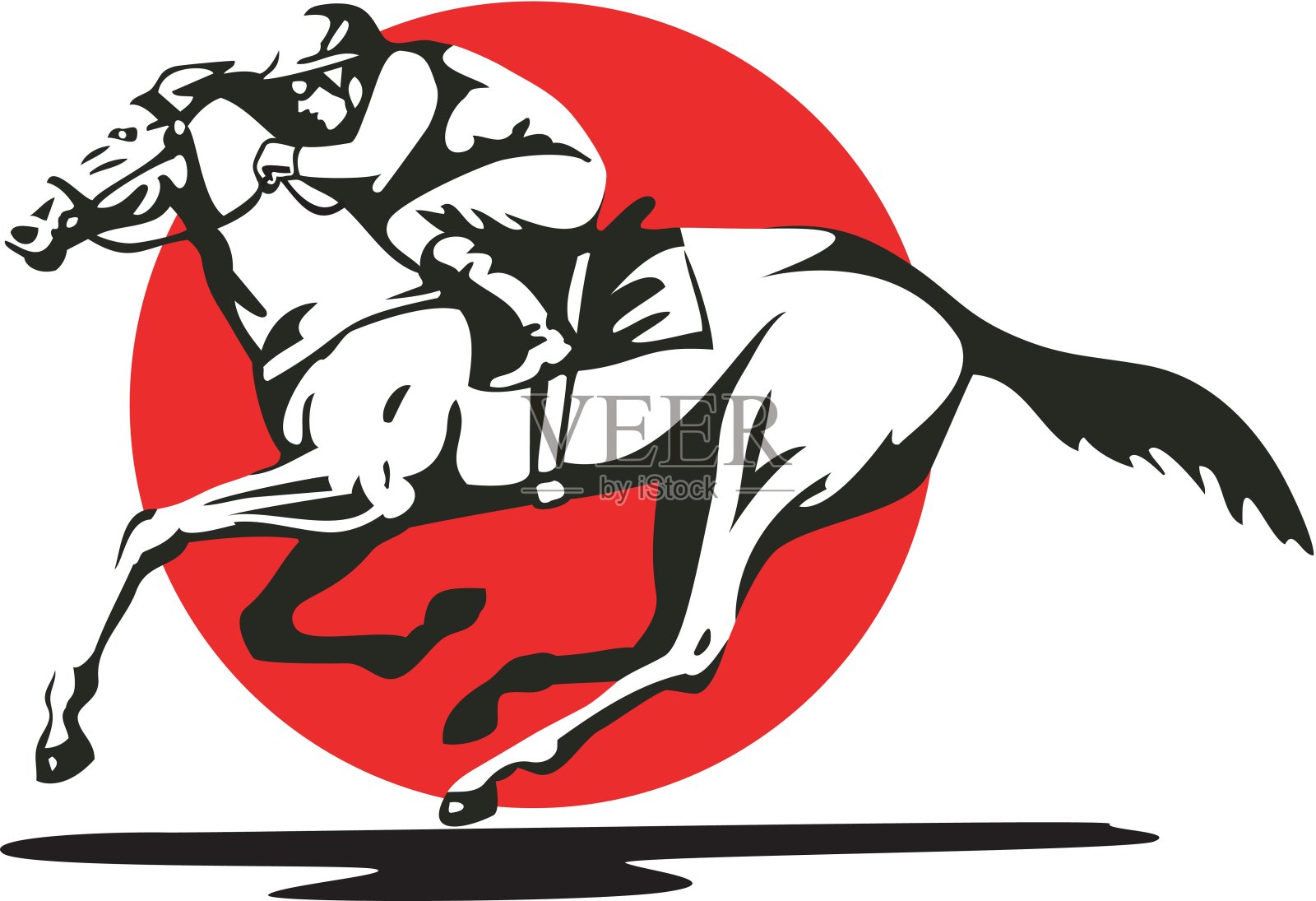 复古赛马和骑师插画图片素材