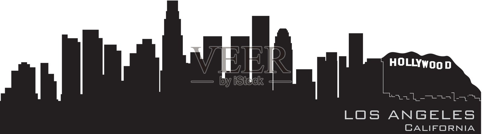 加州的洛杉矶。详细的矢量剪影插画图片素材