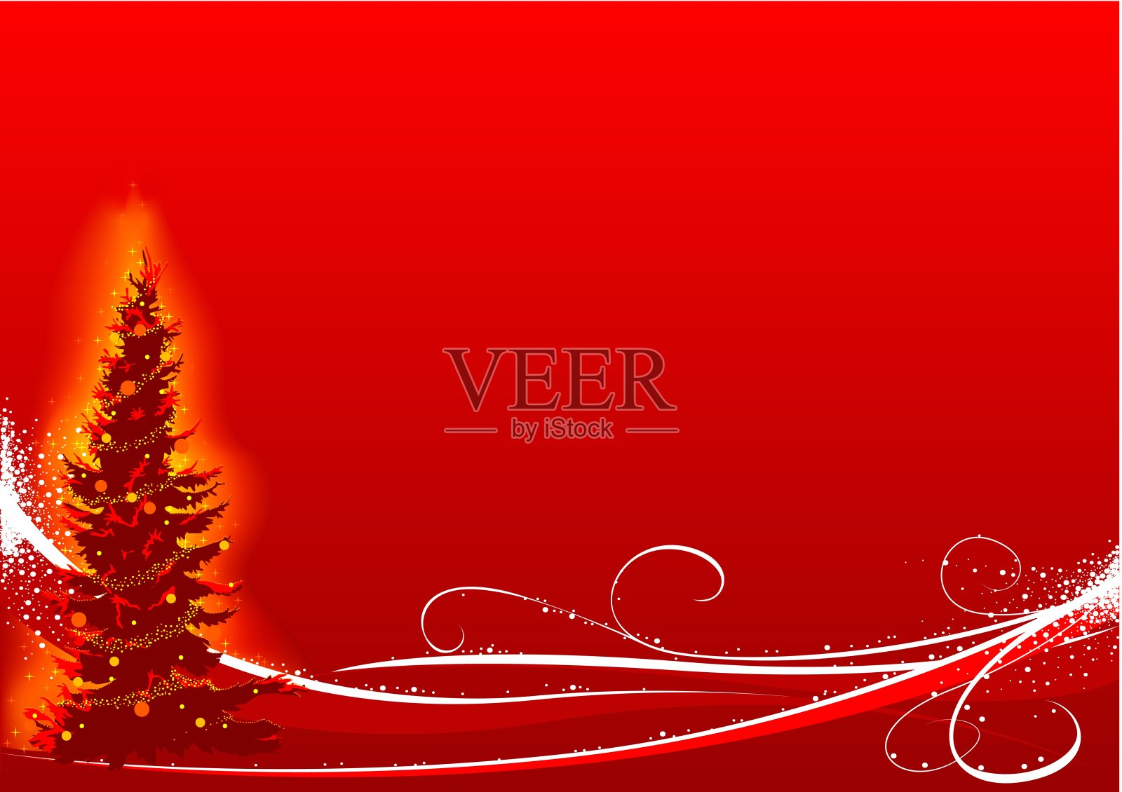 红色的圣诞和白色的花设计模板素材